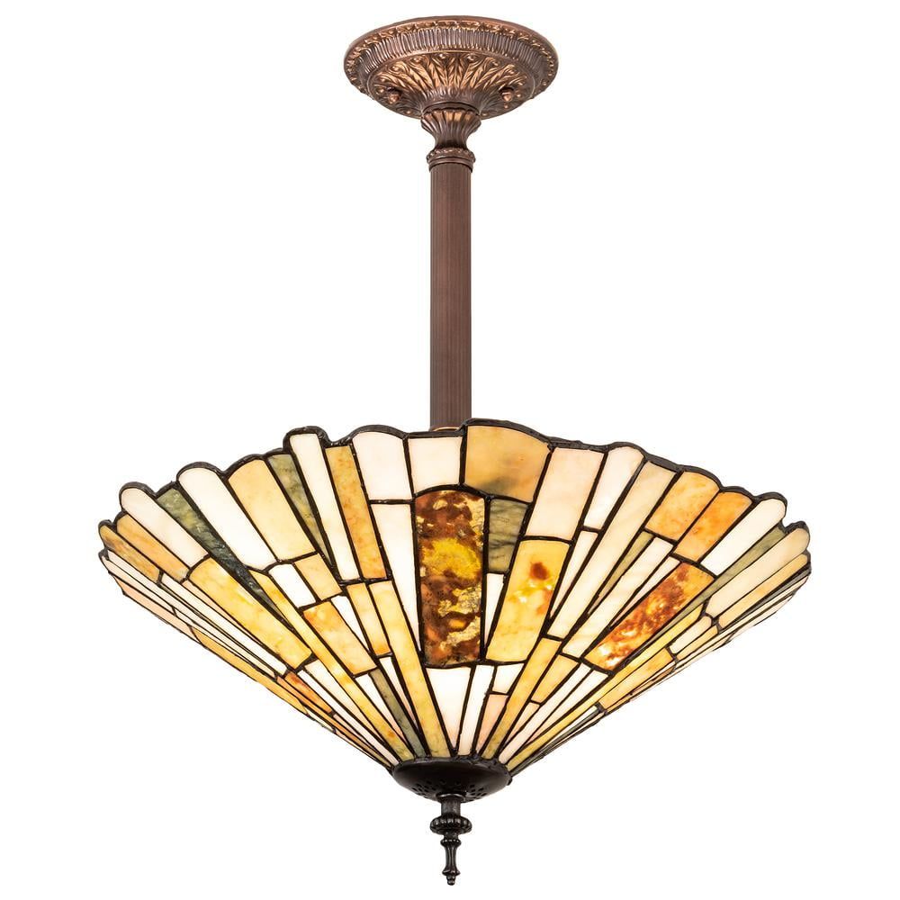 Lemaire 3-Light Mahogany Bronze Chandelier with Jadestone Shade