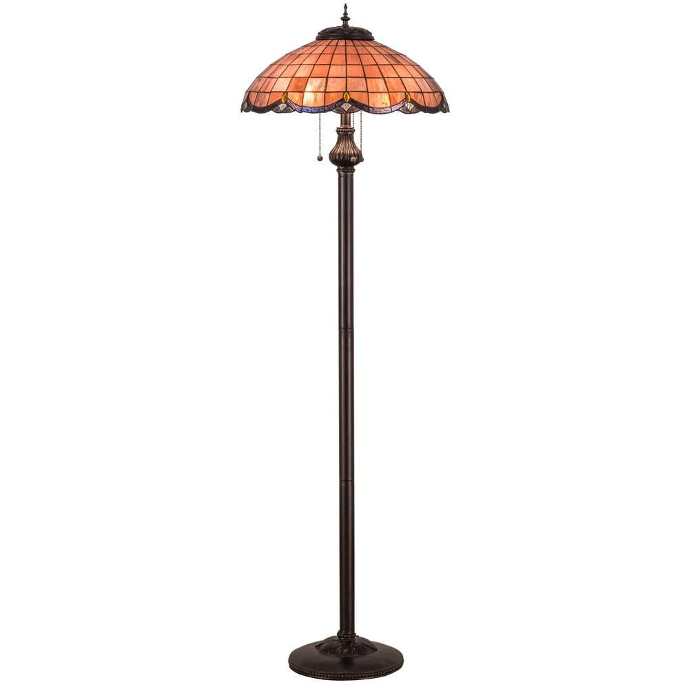 Elan 65" Bronze 3-Light Floor Lamp with Stained Glass Shade