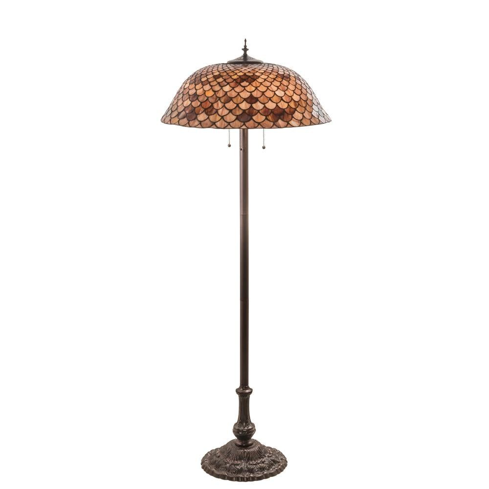 Mahogany Bronze Stained Glass 3-Light Floor Lamp