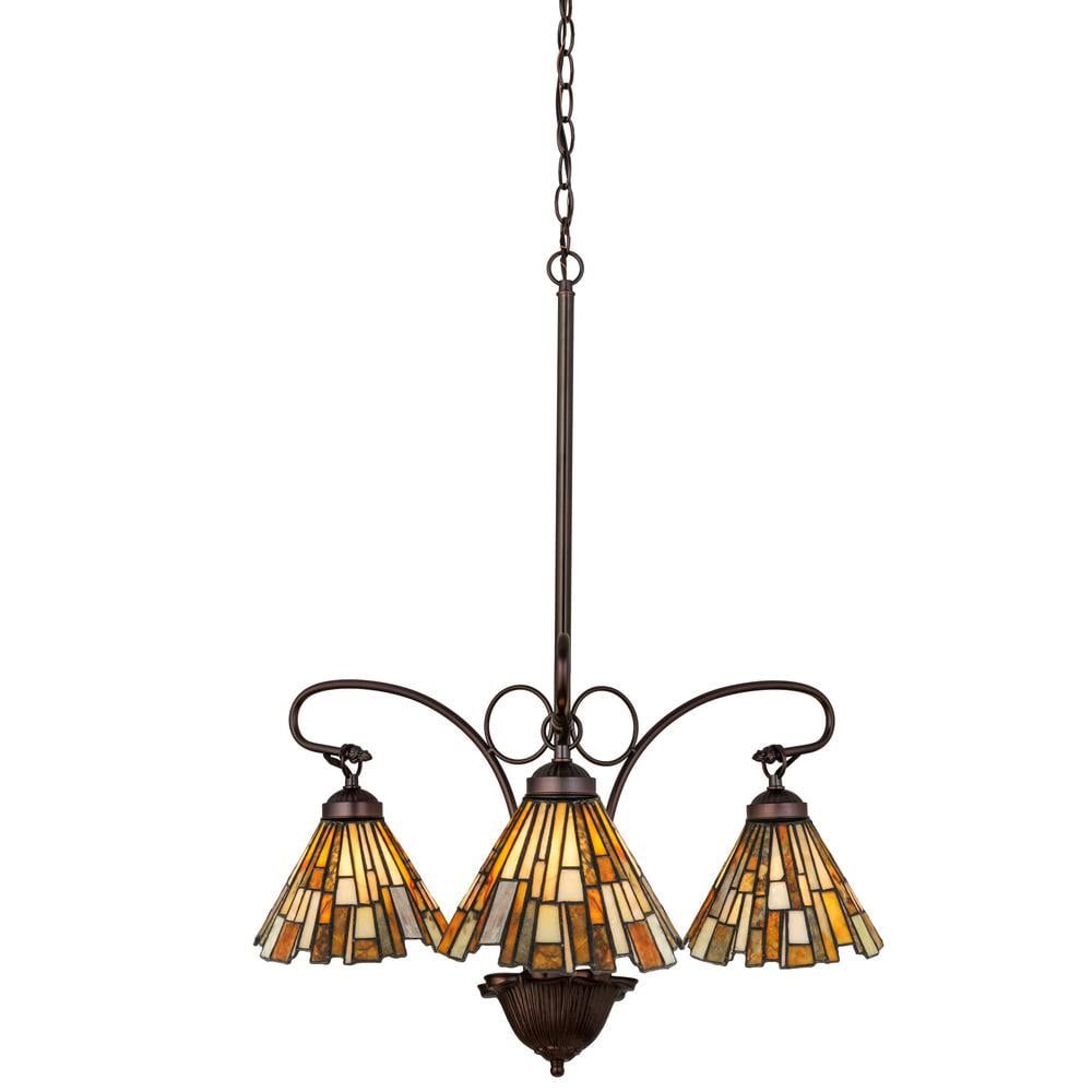 Mahogany Bronze 3-Light Chandelier with Jadestone Shades