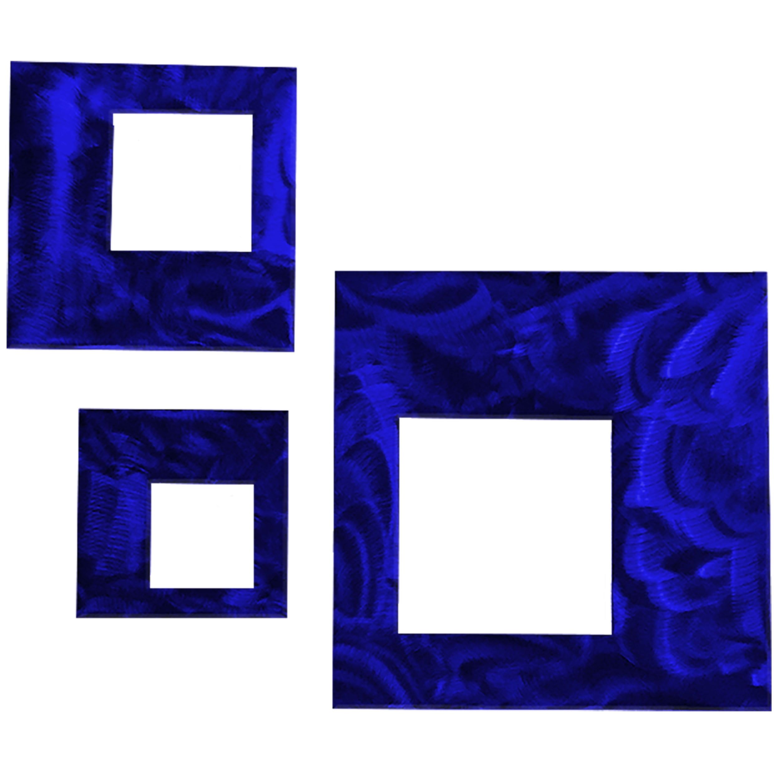 Candy Blue Contemporary Abstract Square Wall Decor Set