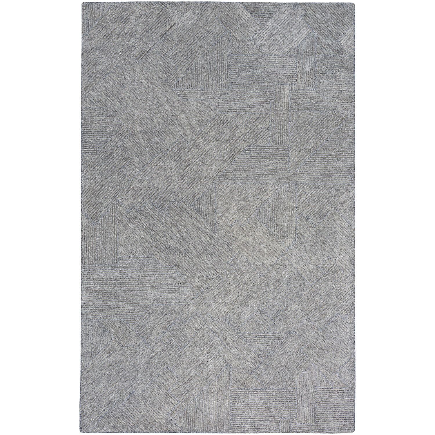 Slate Gray Abstract Handmade Wool 4' x 6' Rug