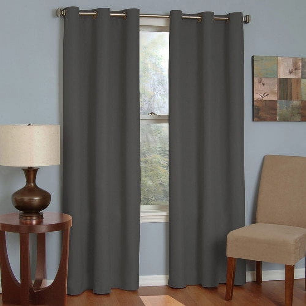 Smoke Gray Polyester Blackout Grommet Window Curtains