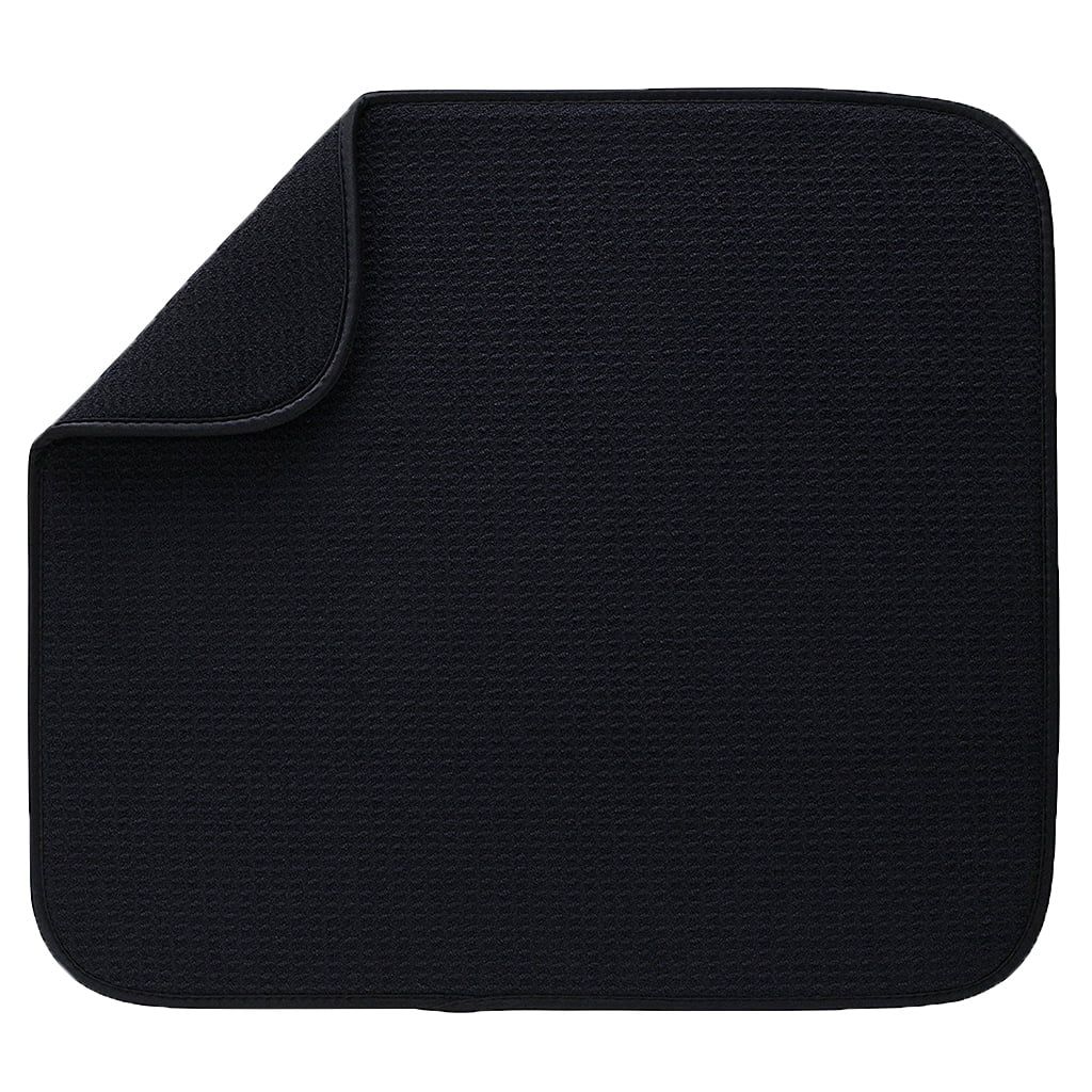 Black Reversible Microfiber Dish Drying Mat 16 x 18 Inch