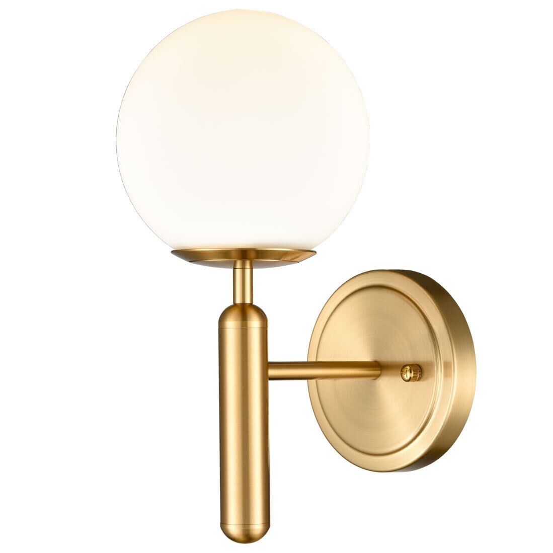 Opal Globe Brass Vanity Wall Sconce with Glass Shade