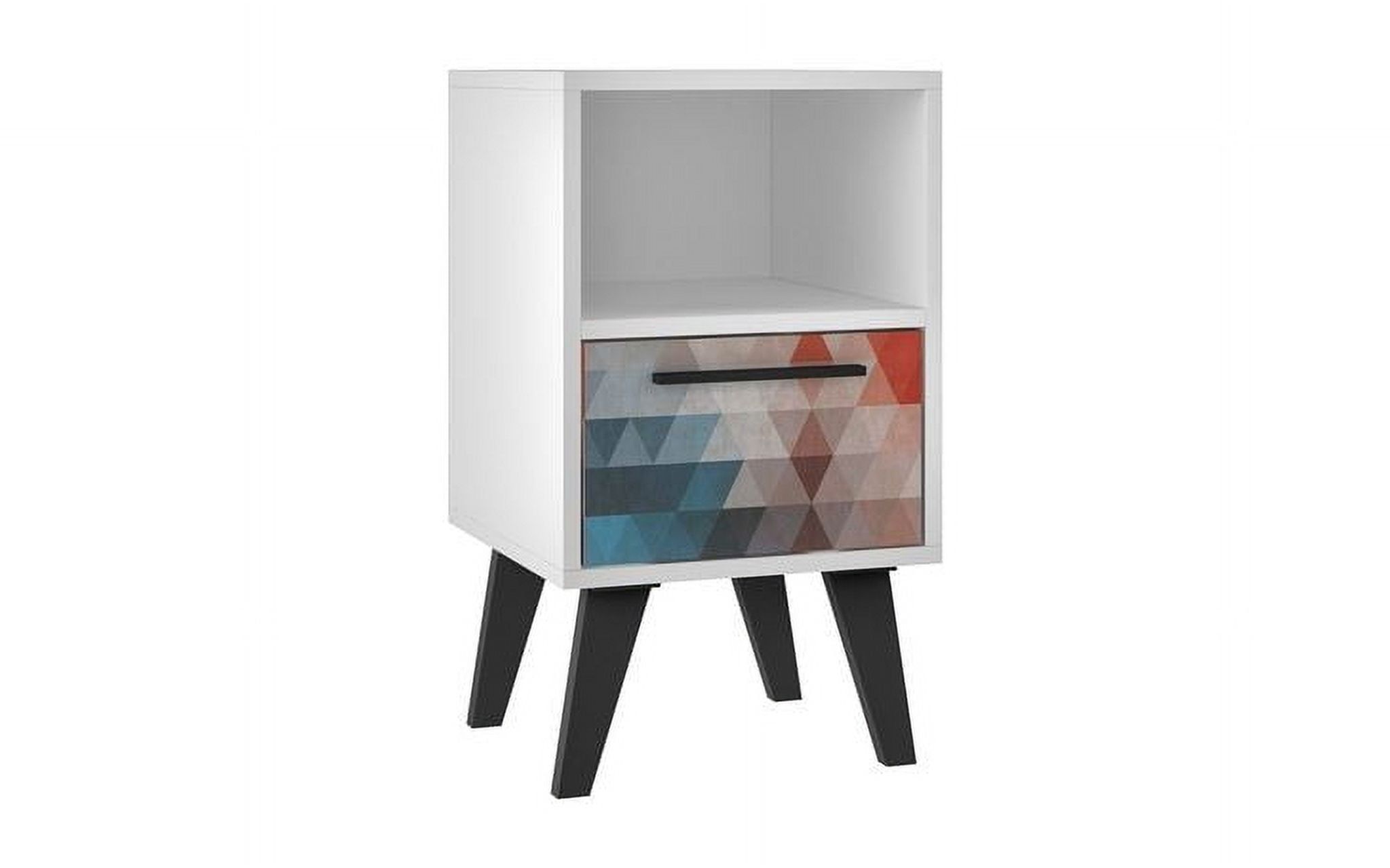 Amsterdam Multicolor Mid-Century Modern Nightstand with Storage