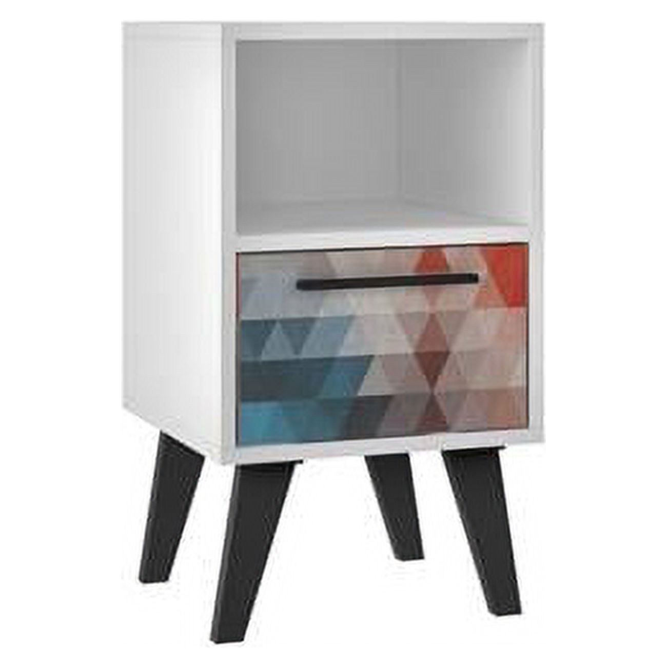 Amsterdam Multicolor Mid-Century Modern Nightstand with Storage