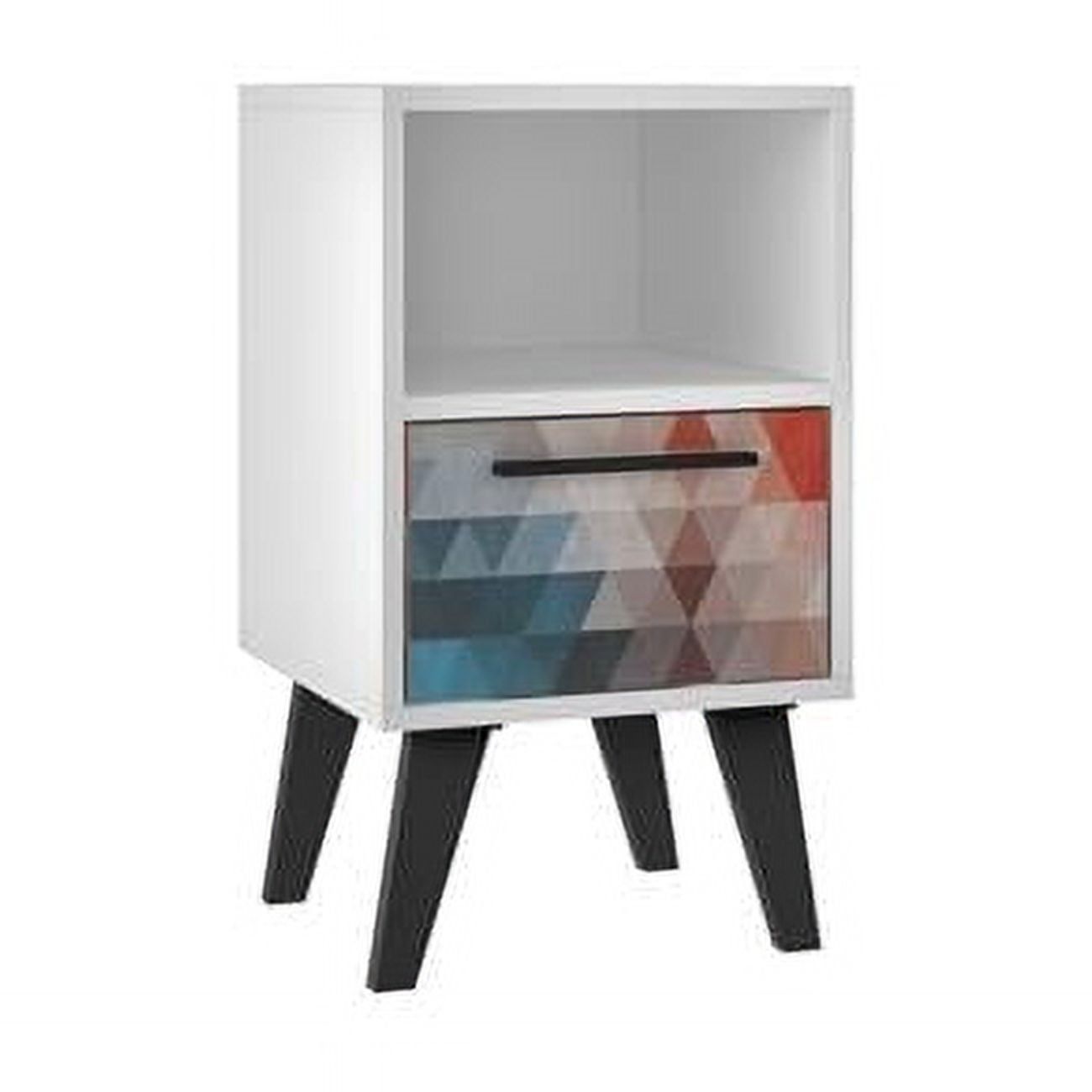 Amsterdam Multicolor Mid-Century Modern Nightstand with Storage