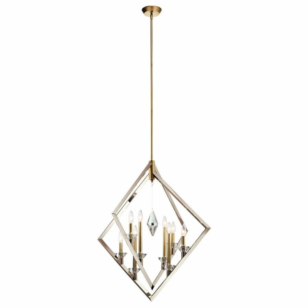 Polished Nickel Crystal 8-Light Modern Chandelier