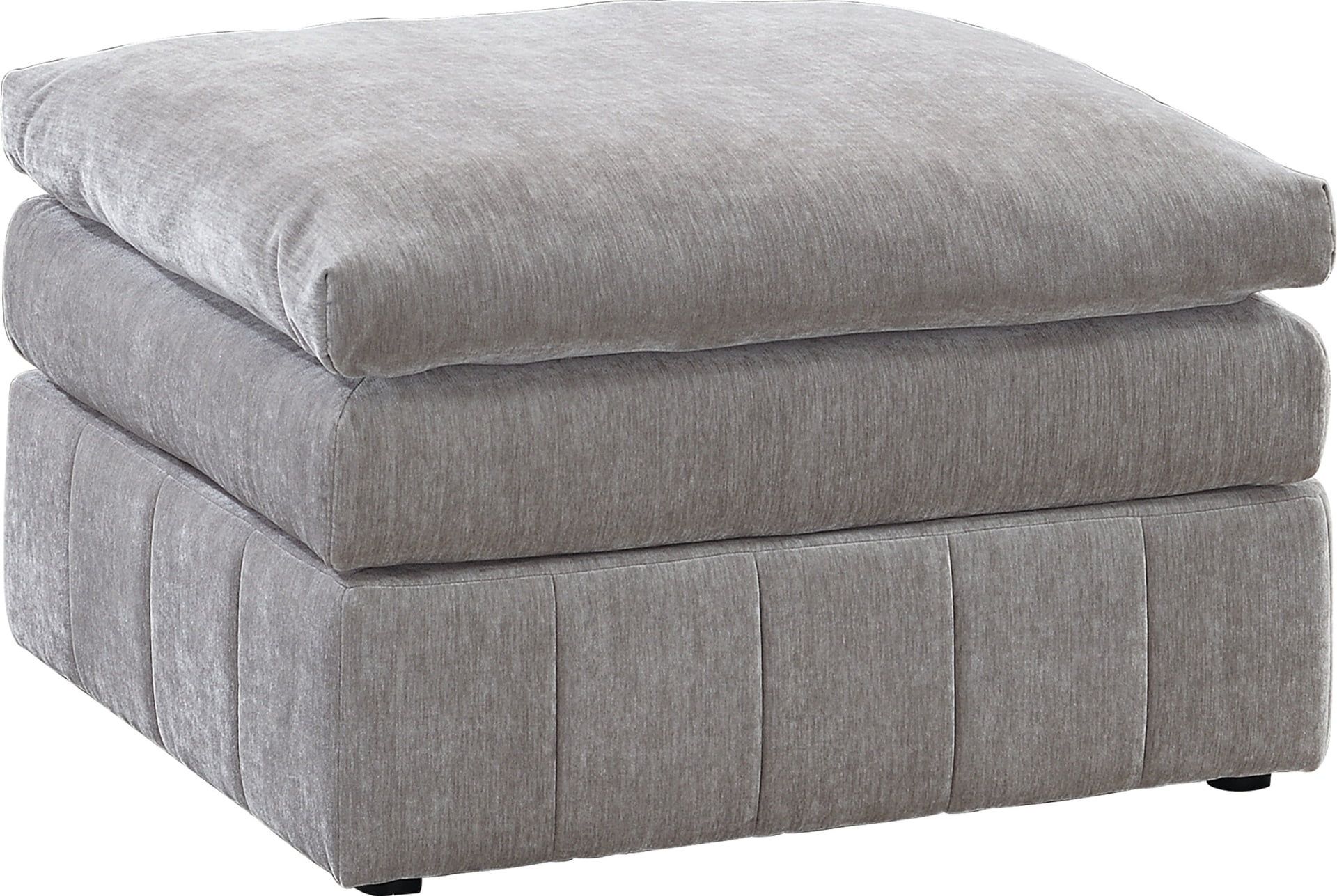 Luna Modular Plush Triple-Layer Cushioned Ottoman, 33" Grey Suede