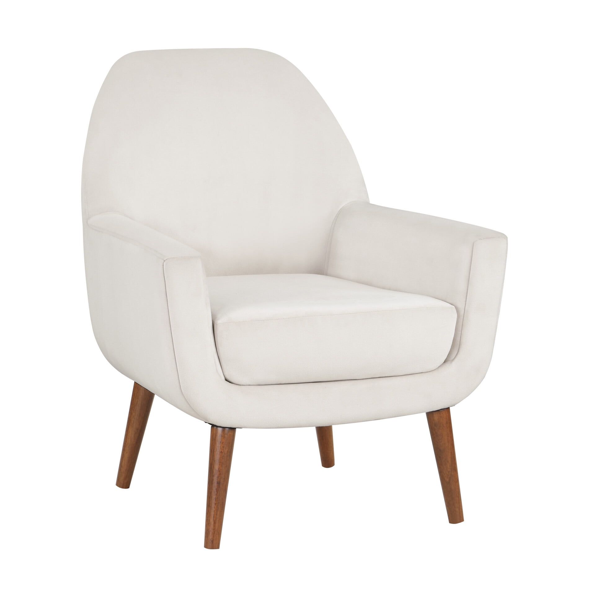 Accera Mid-Century Modern Sea Oat Velvet Accent Chair with Walnut Legs