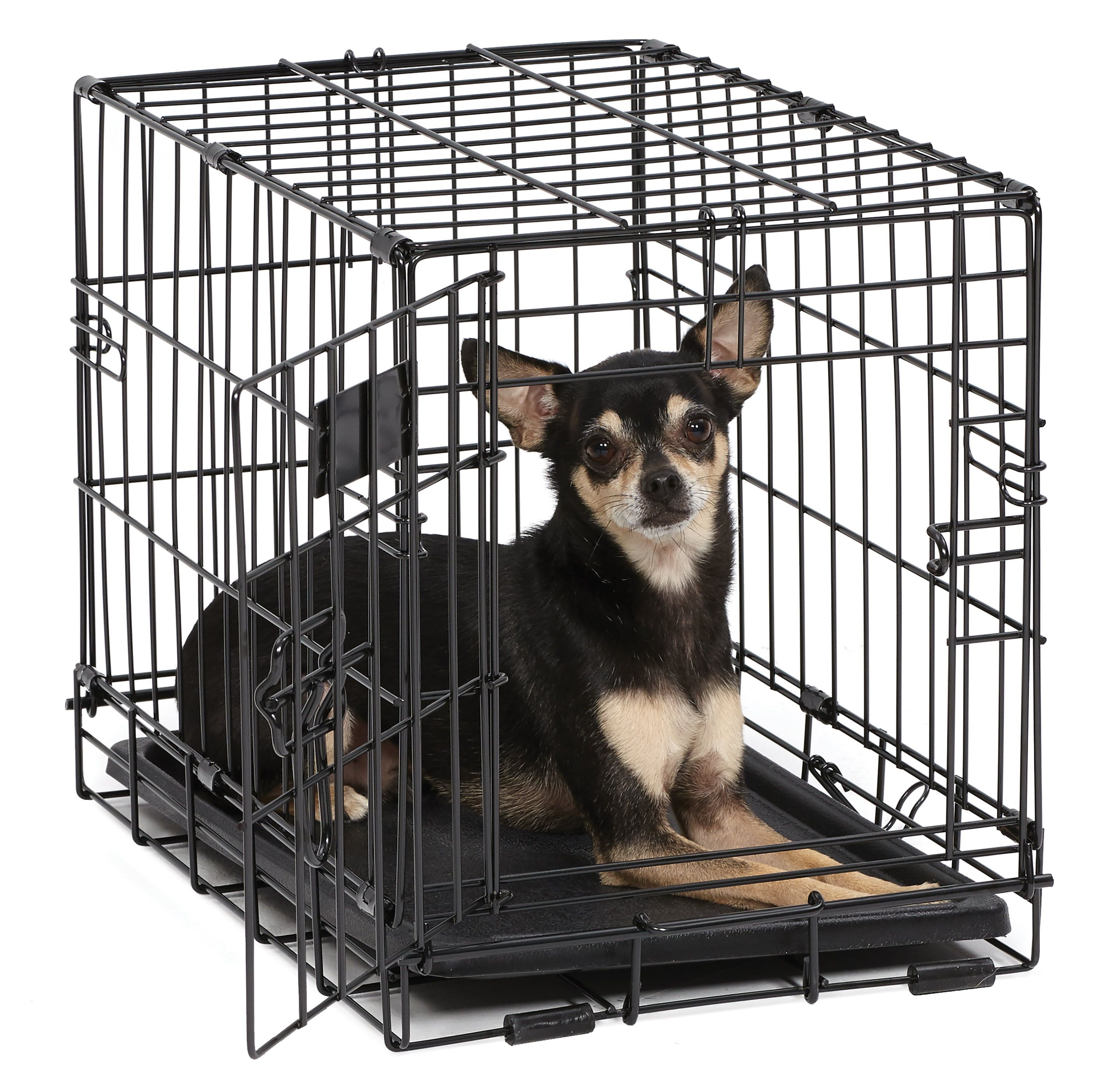 Black Metal Single Door Dog Crate with Leak-Proof Pan