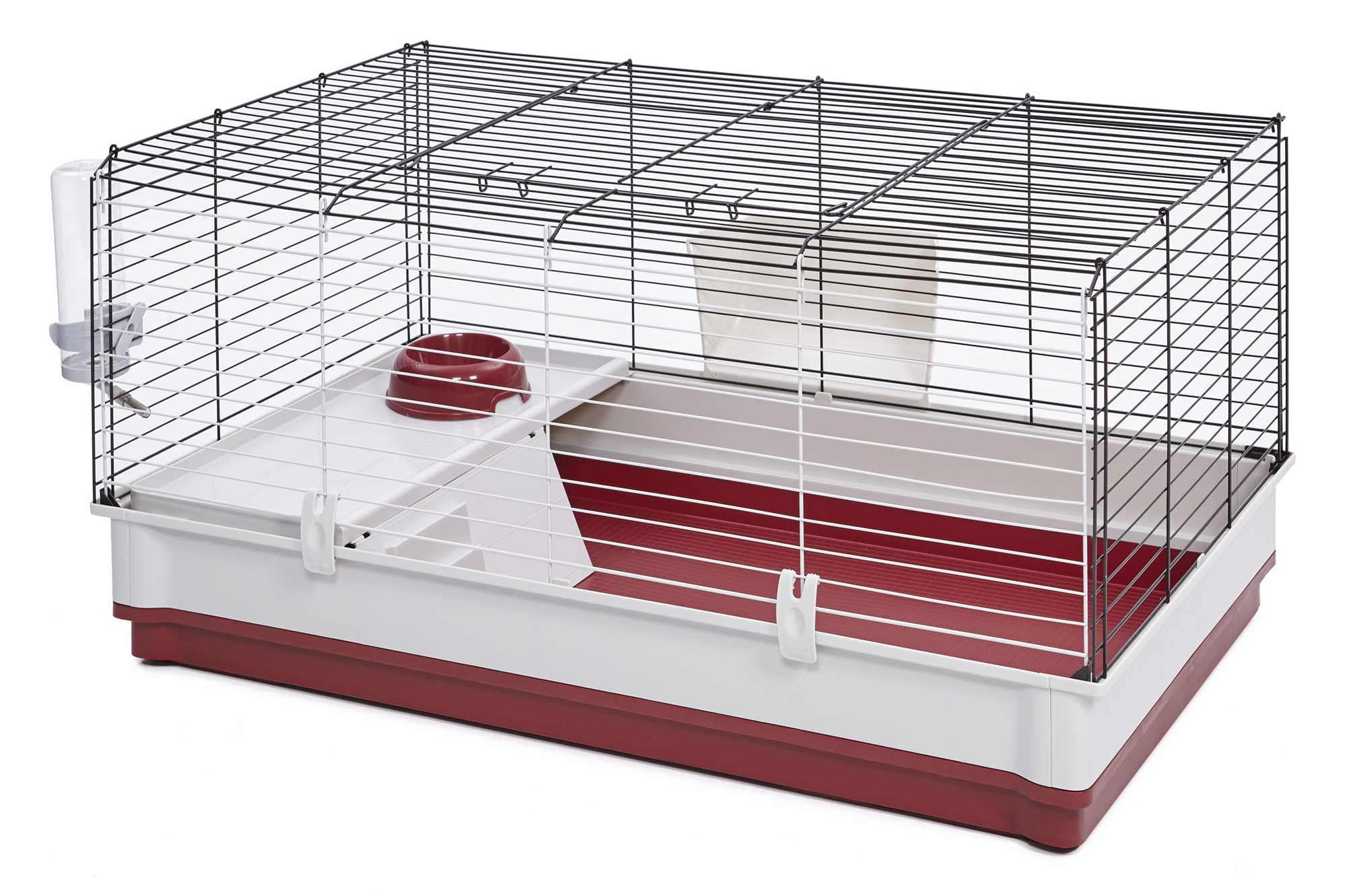 Deluxe Maroon and White Small Animal Cage with Accessories