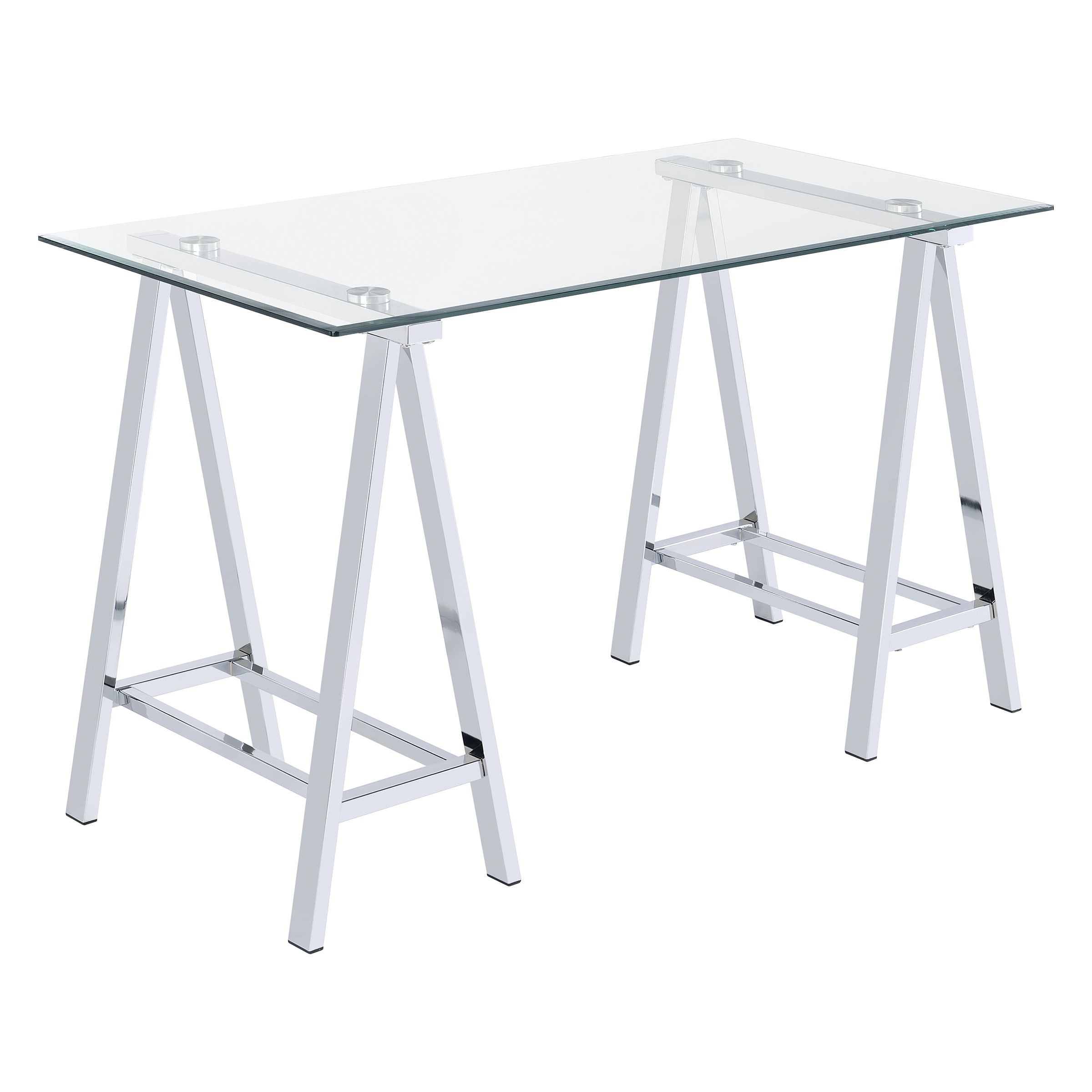 Minimalistic Chrome and Glass Writing Desk with Sled Base