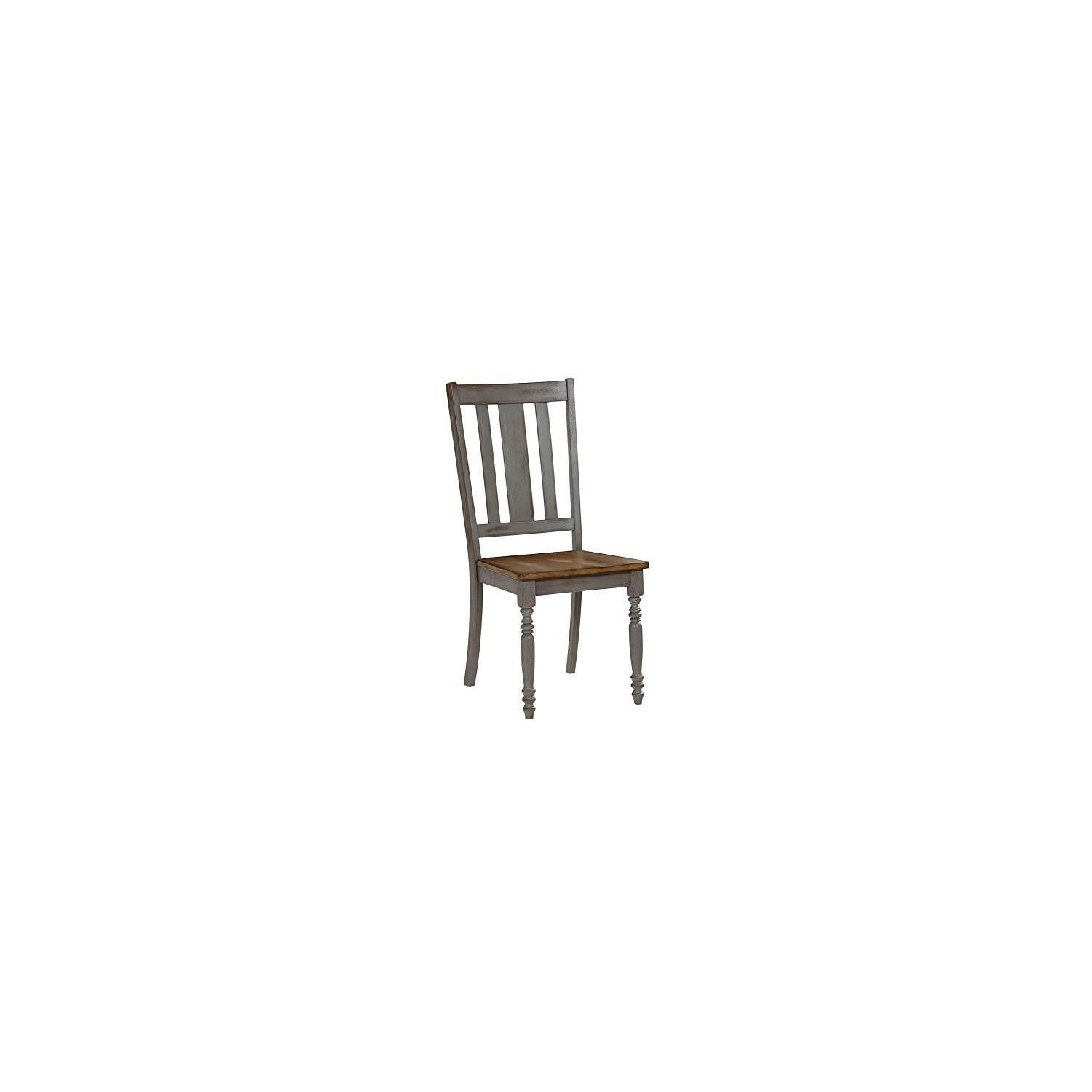 Oak and Brushed Gray Slat Back Side Chair Set