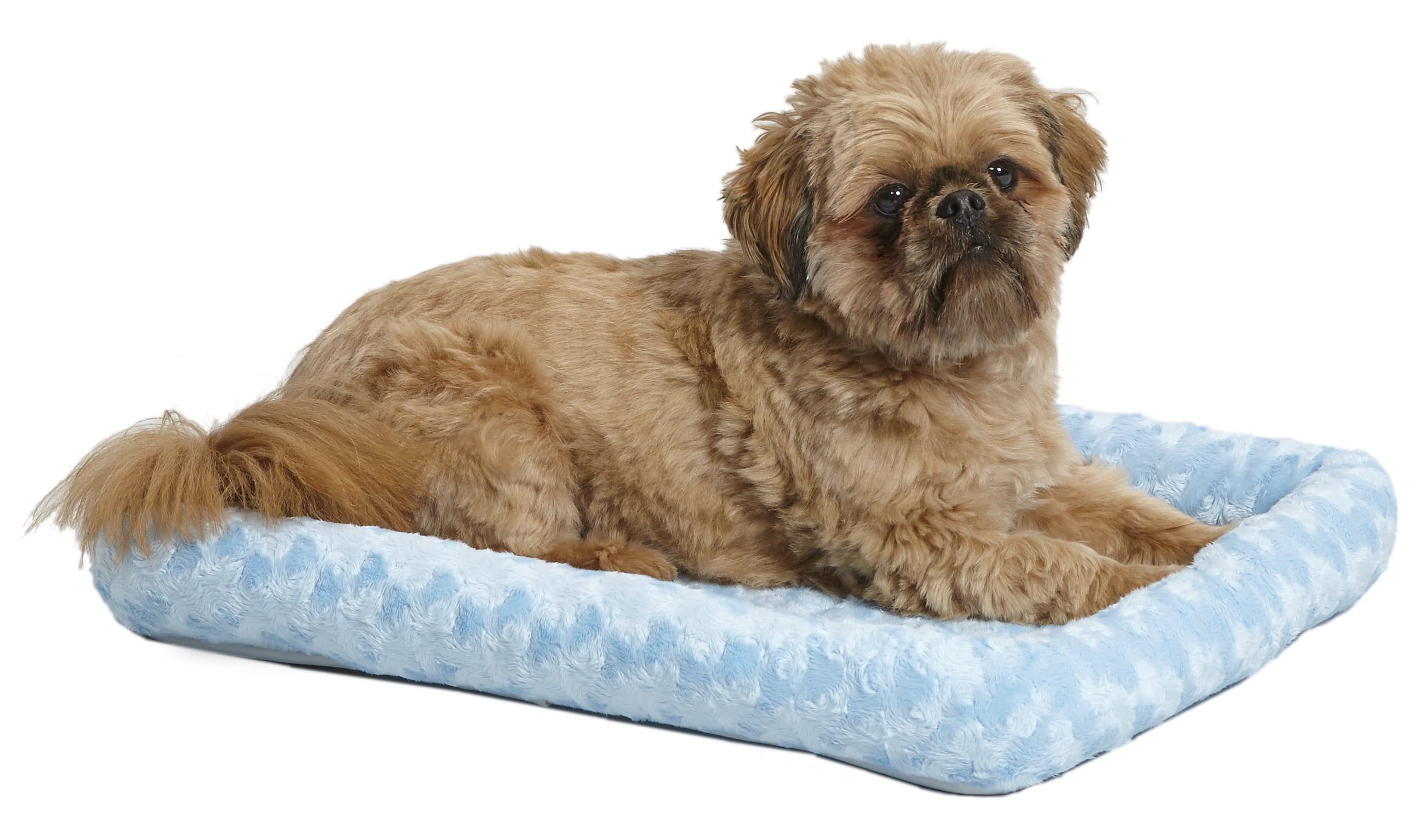 Small Powder Blue Polyester Bolster Pet Bed