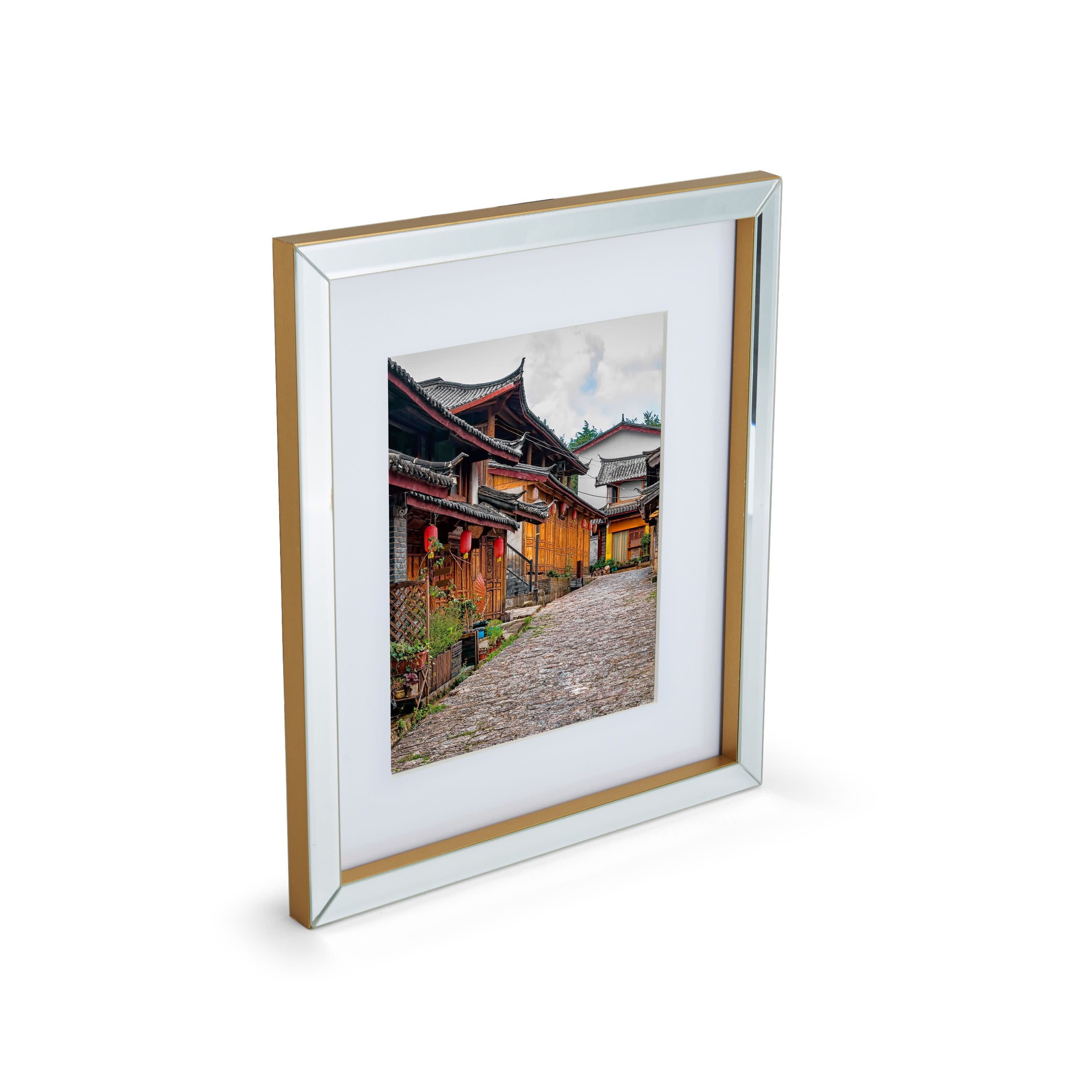 Gold and Silver Polished Wood Wall Frame 13x15