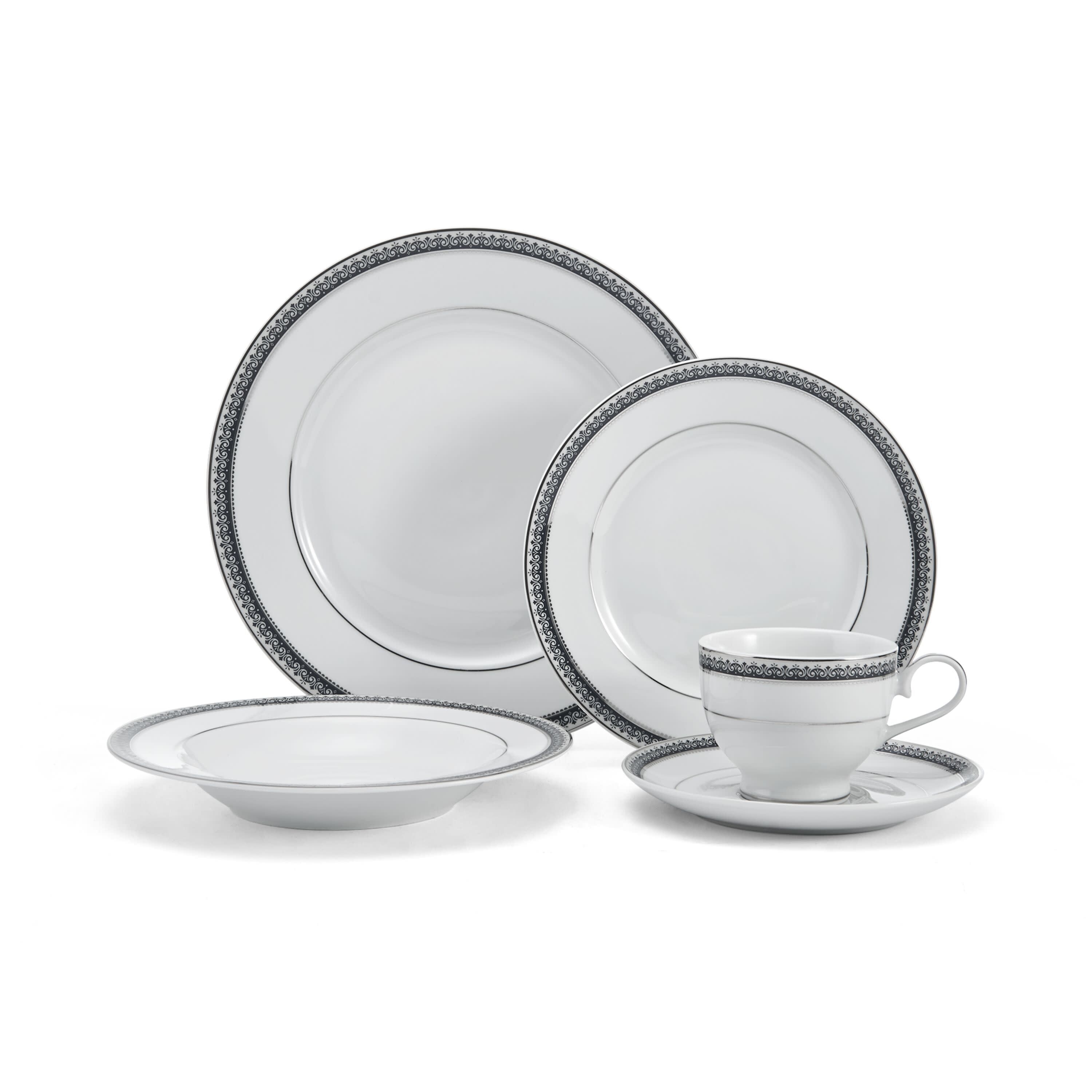 Platinum Crown Cobalt 40-Piece Porcelain Dinnerware Set, Service for 8