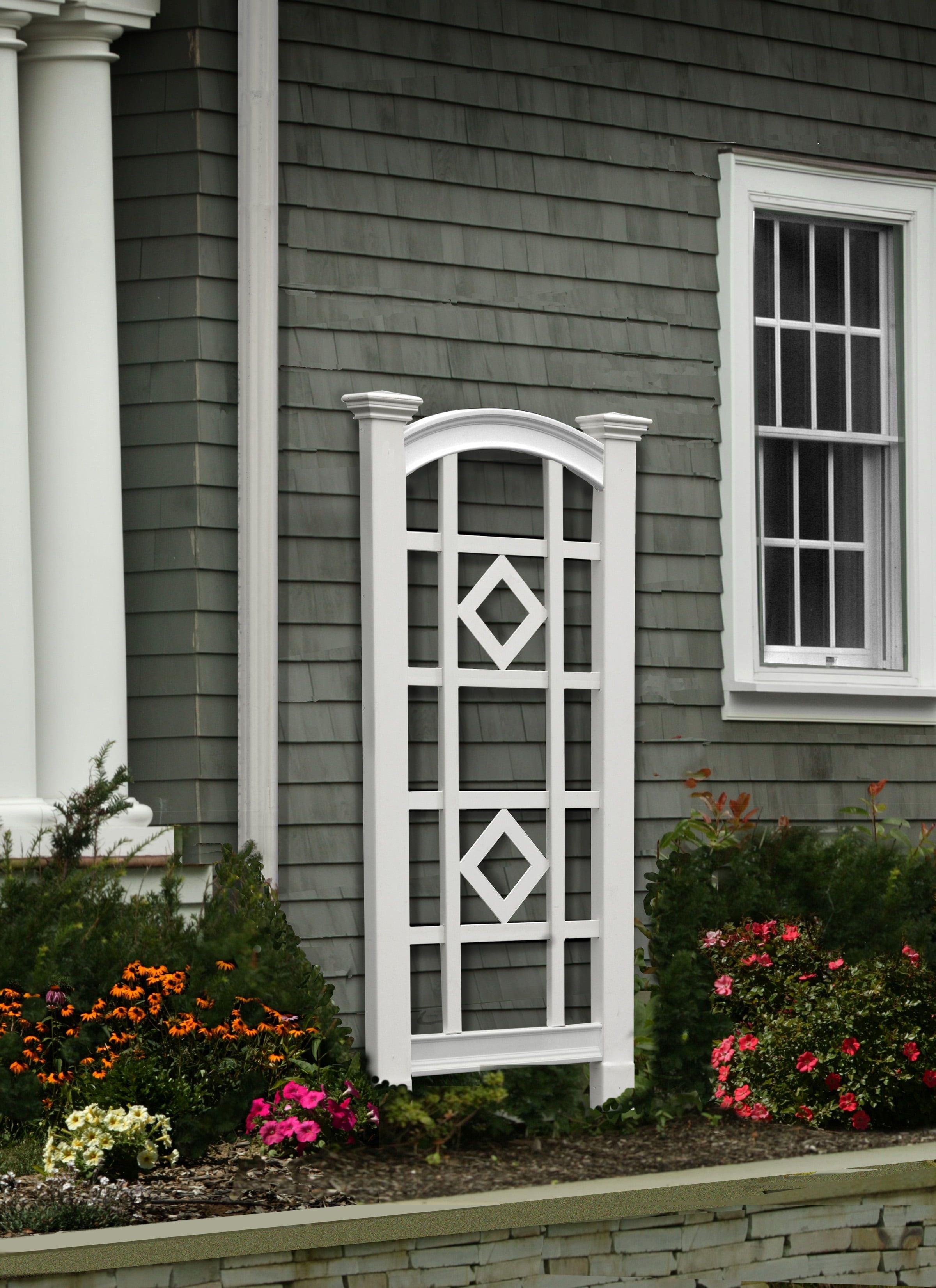 Milan White Vinyl Trellis with Diamond Lattice Design