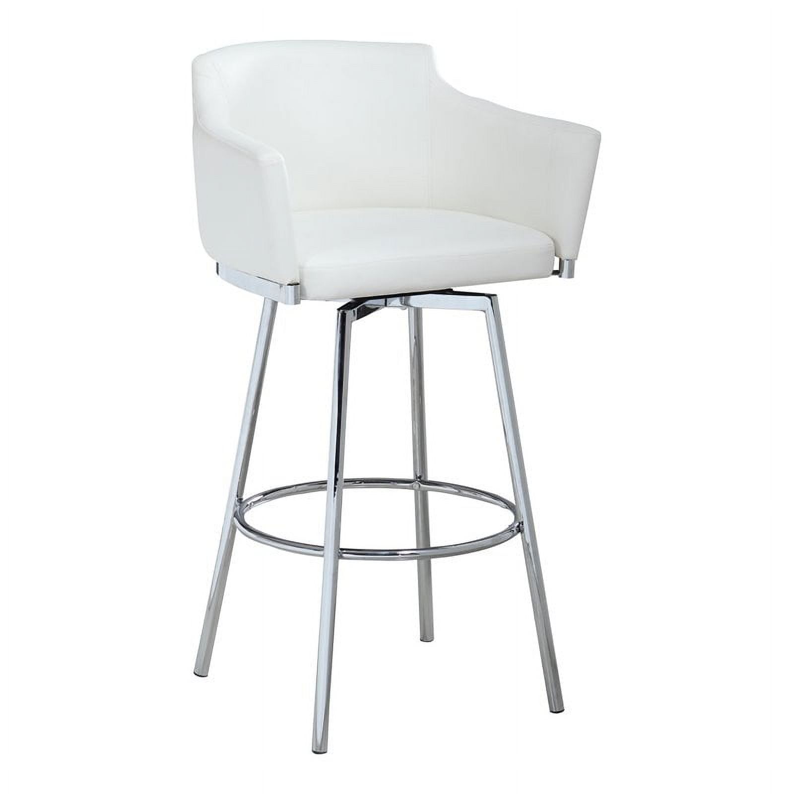 Milan Dahlia White Faux Leather Modern Swivel Club Stool