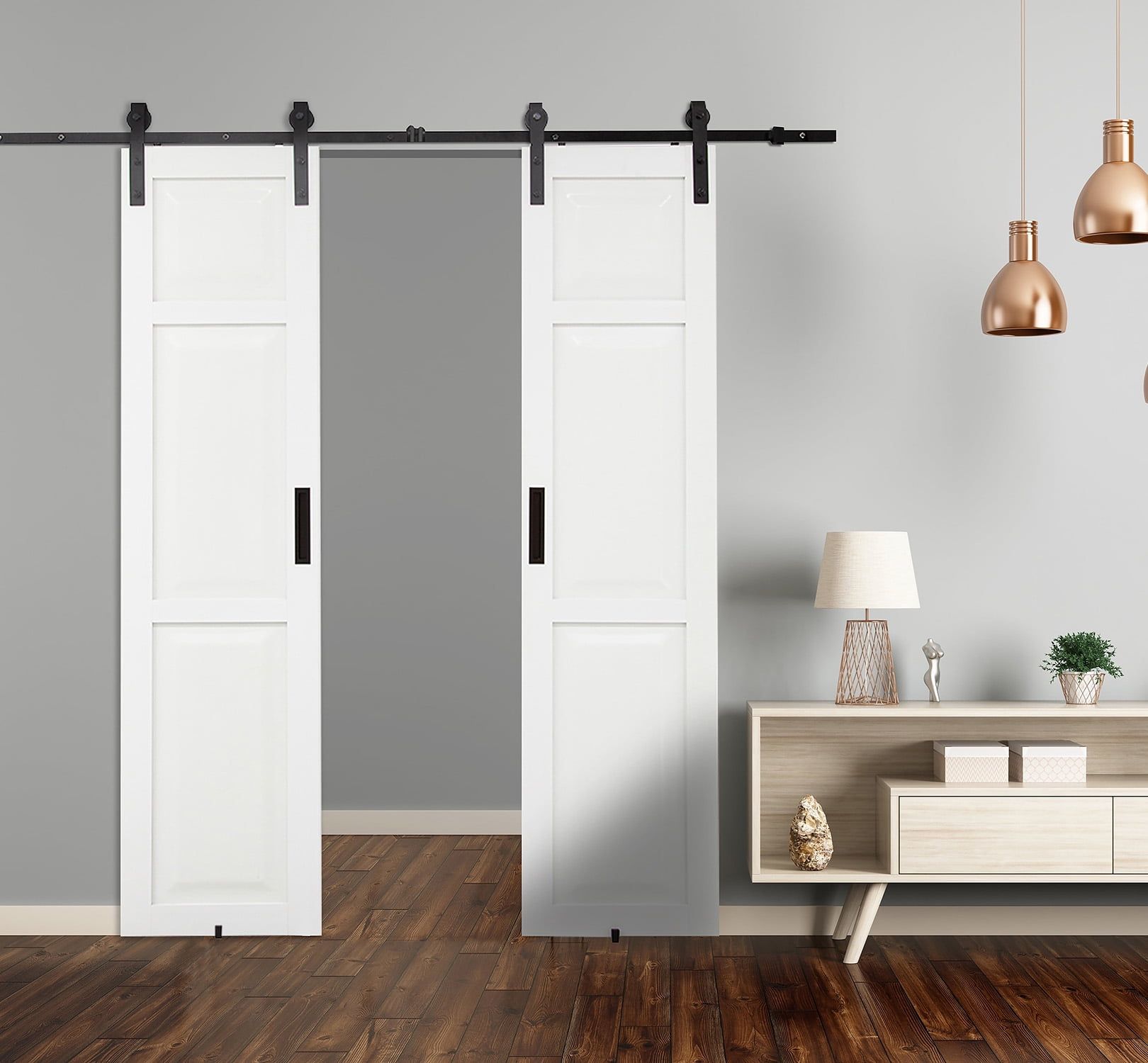 Millbrooke 42x84 White Vinyl Paneled Barn Door Kit