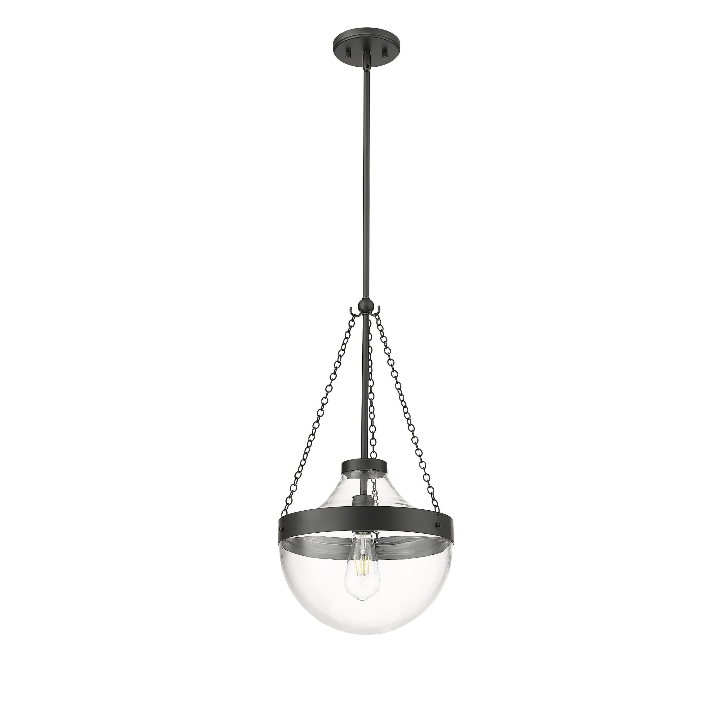 Clarra Matte Black and Glass Pendant Light