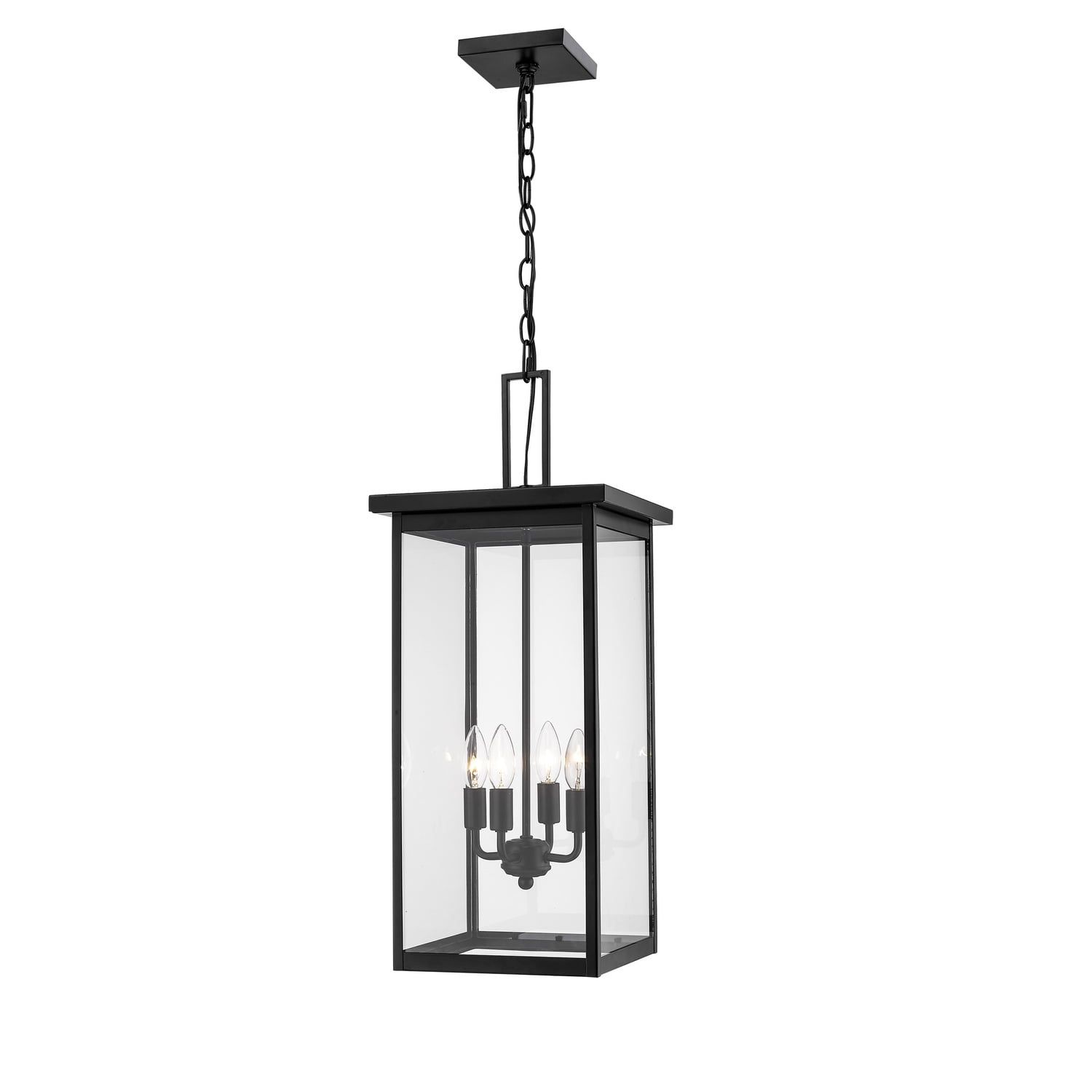 Barkeley Elegance 27" Outdoor Hanging Lantern in Powder Coat Black