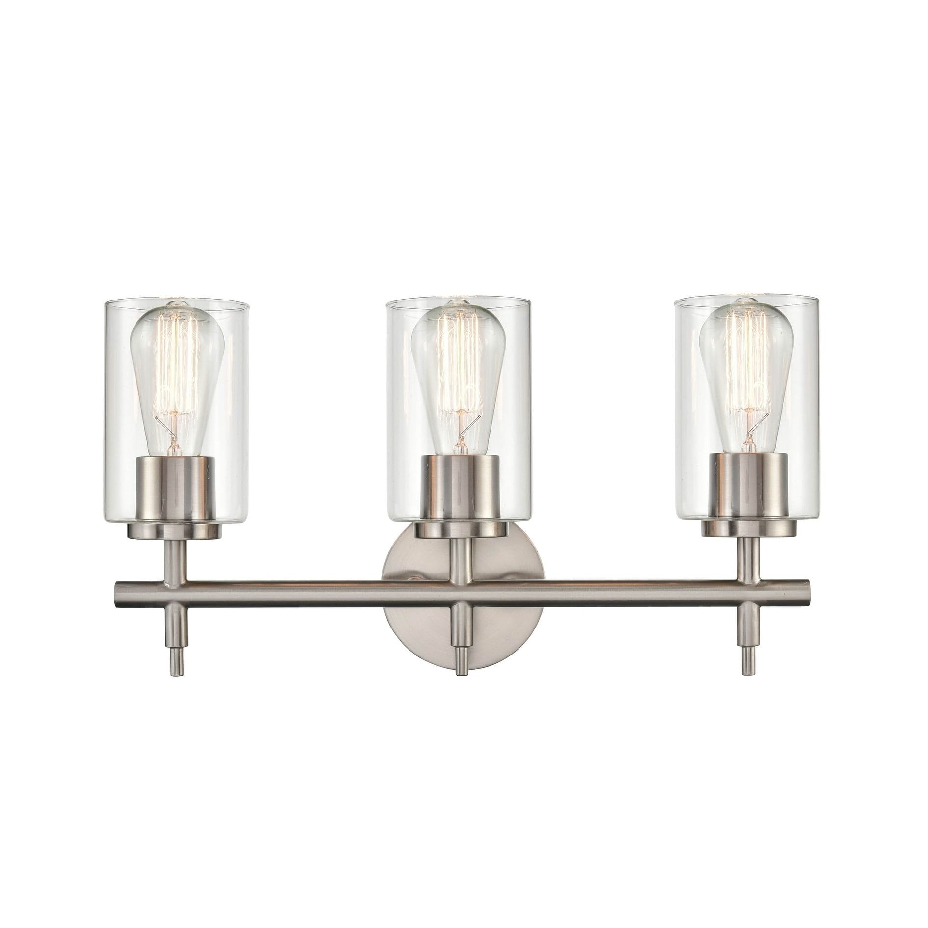 Elegant Brushed Nickel 3-Light Vanity Fixture with Frosted Glass Shades