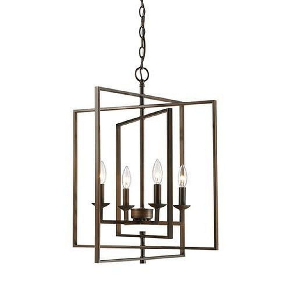 Elegant Rubbed Bronze 4-Light Pendant with Glass Accents