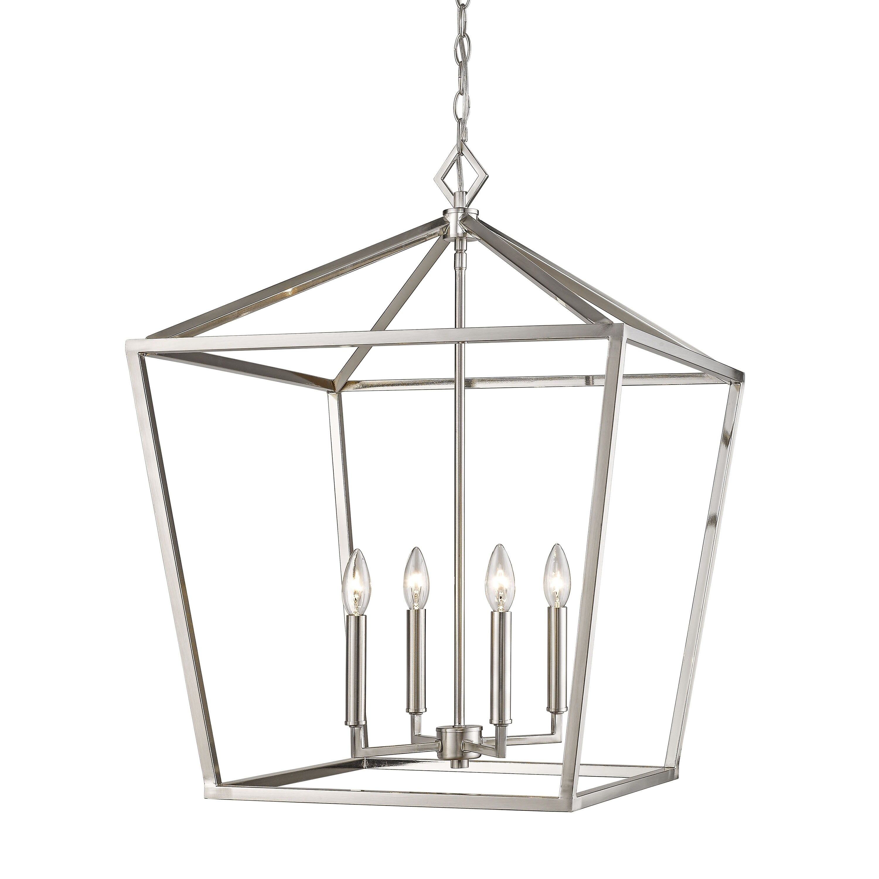 Contemporary Satin Nickel 4-Light Glass Pendant