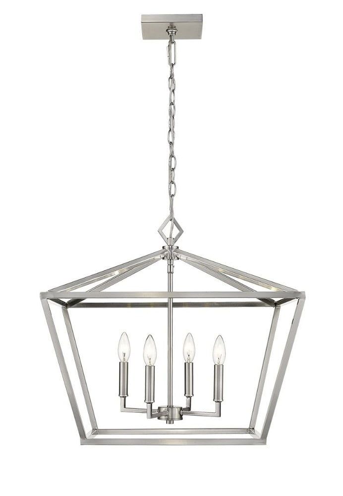 Elegant Satin Nickel 4-Light Indoor/Outdoor Geometric Pendant