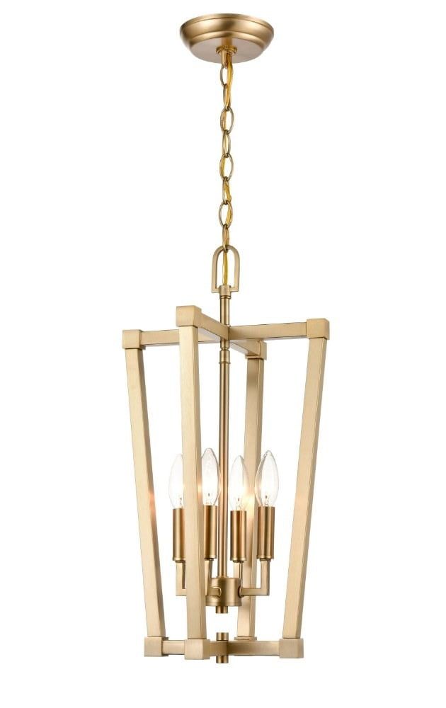 Modern Gold Brushed Nickel 4-Light Pendant, 21.25" Tall