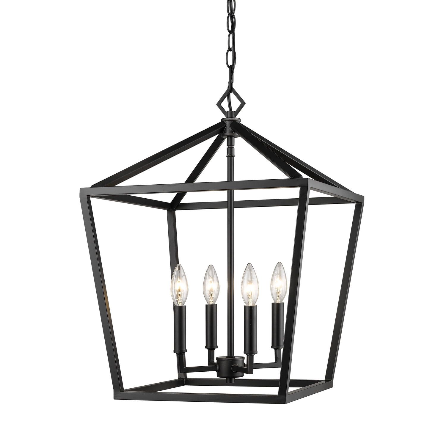 Sleek Matte Black Steel 4-Light Island Pendant for Indoor/Outdoor