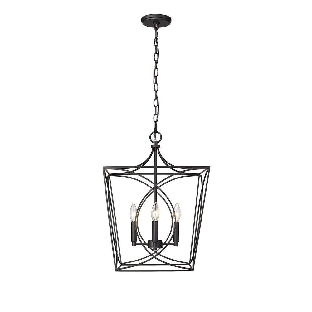 Tracy Matte Black 4-Light Incandescent Pendant Chandelier