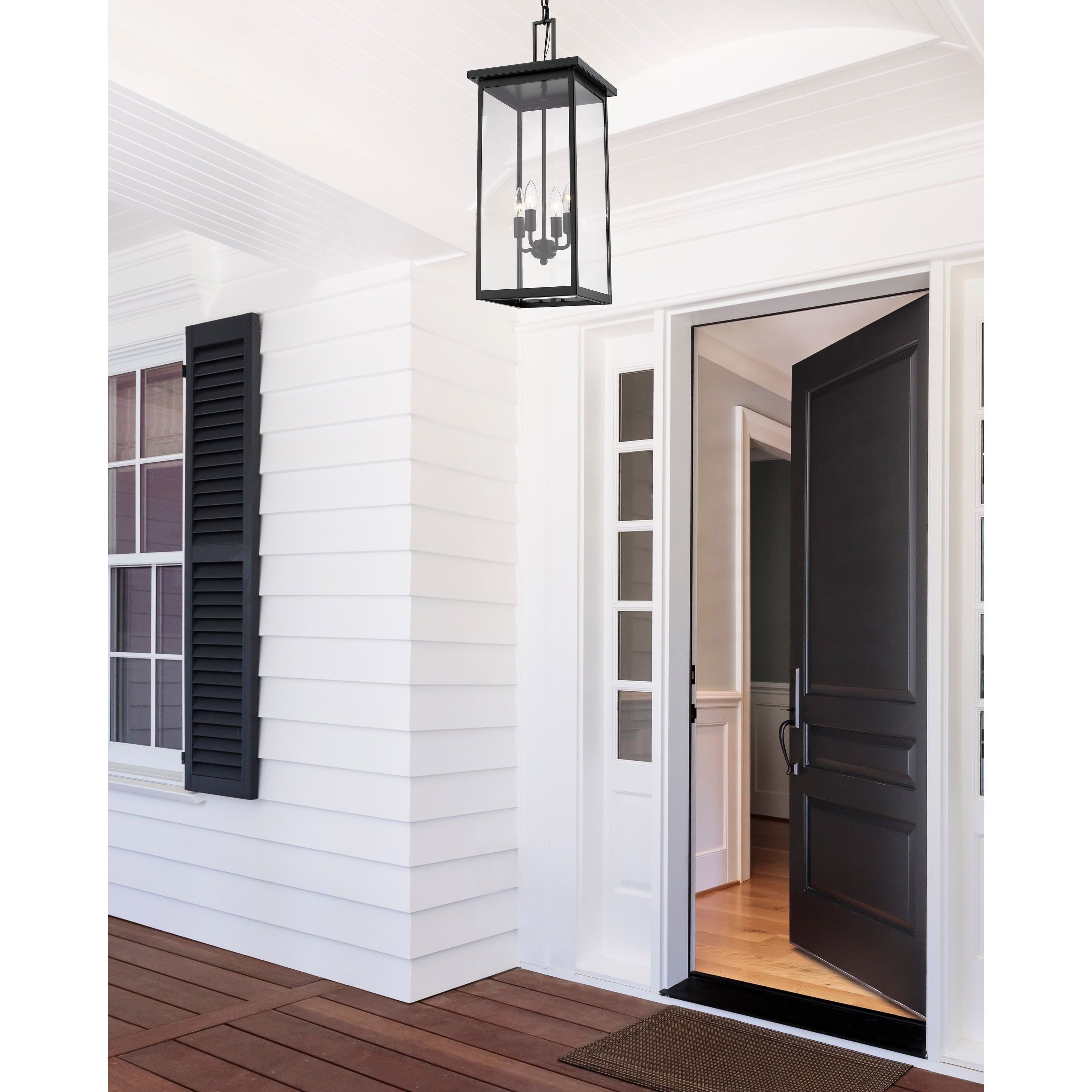 Barkeley Black Powder Coated Glass Outdoor Pendant Light