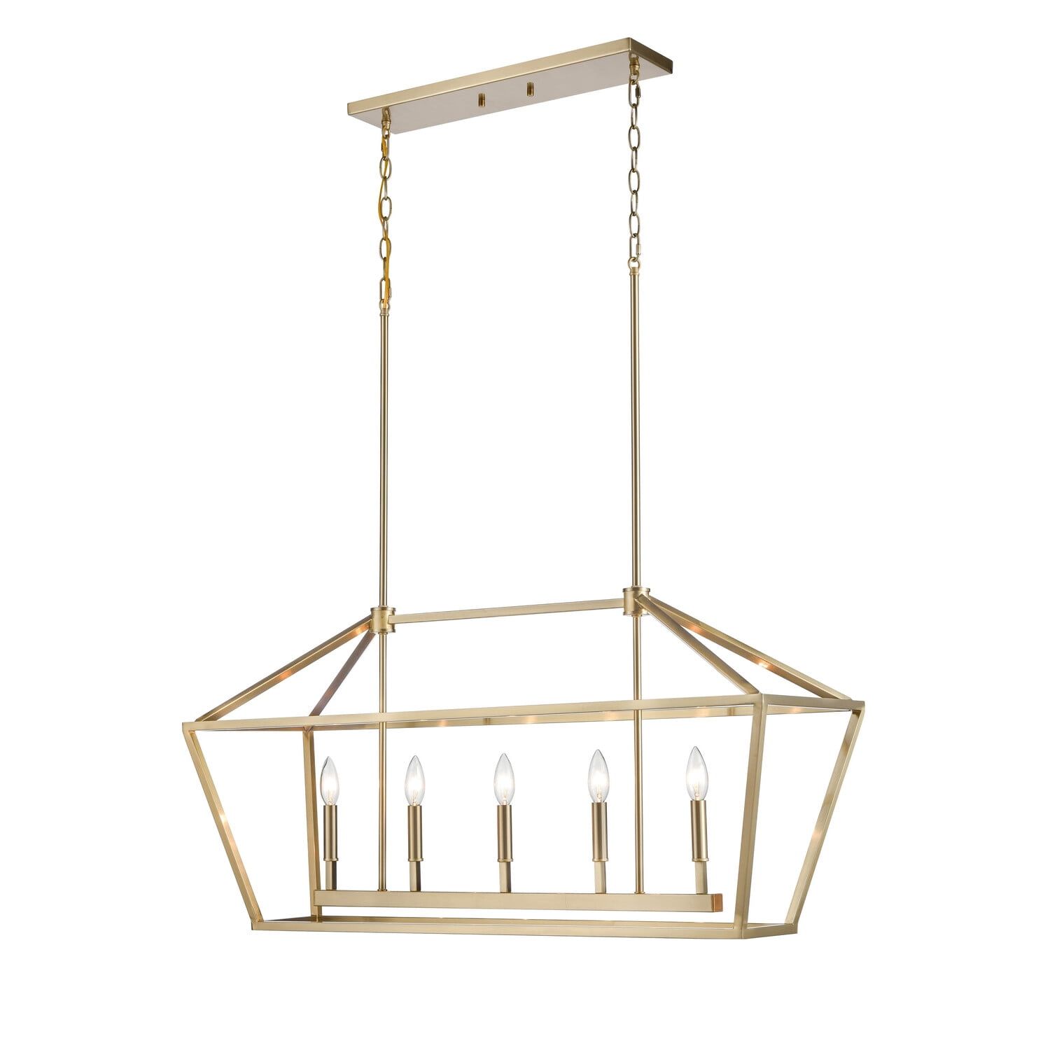 Modern Gold 5-Light Island Pendant with Candle Shape