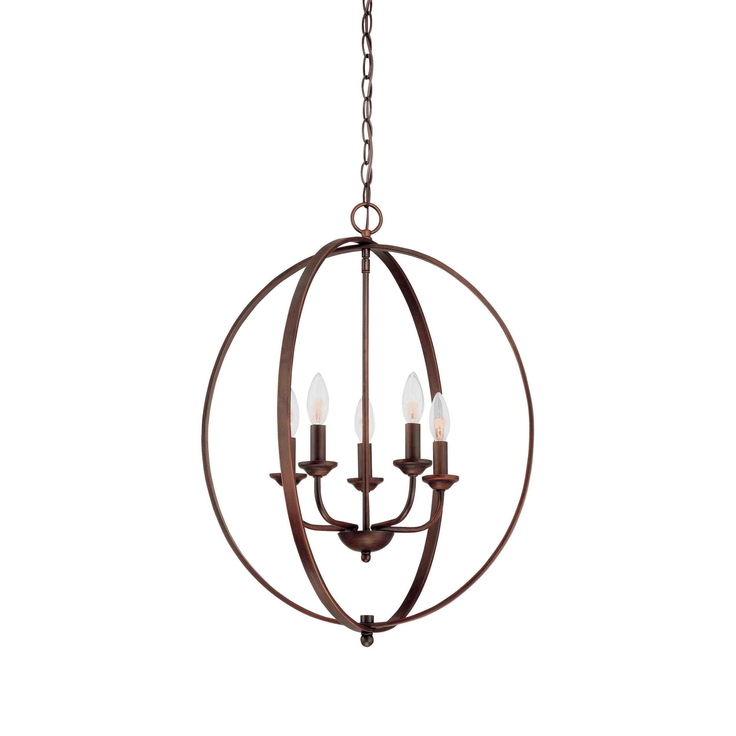 Elegant Globe Pendant in Rubbed Bronze - 26.5" Fluorescent & Incandescent Compatible