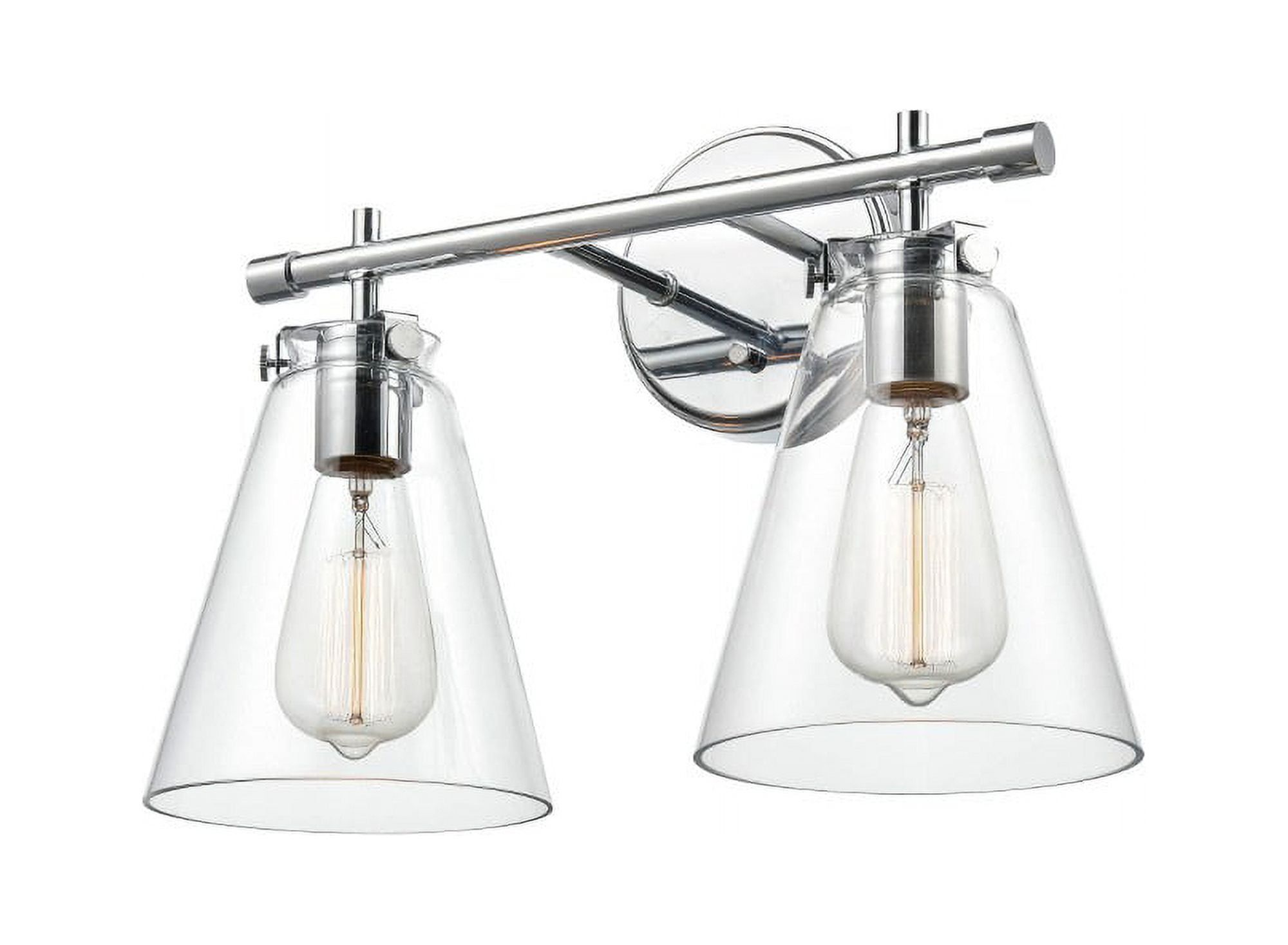 Chrome Dual Light Vanity Fixture with Clear Glass Shades