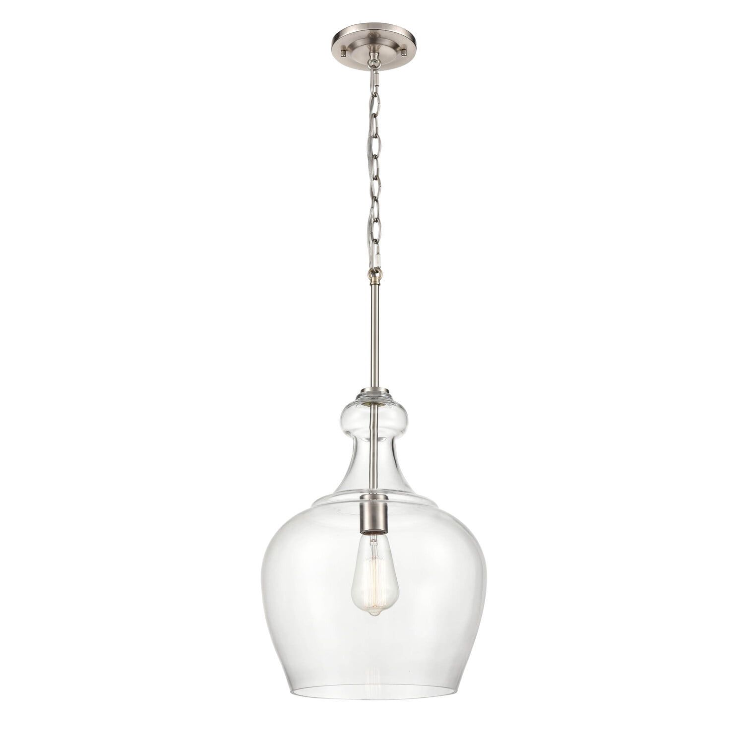 Brushed Nickel Glass Jar Pendant Light