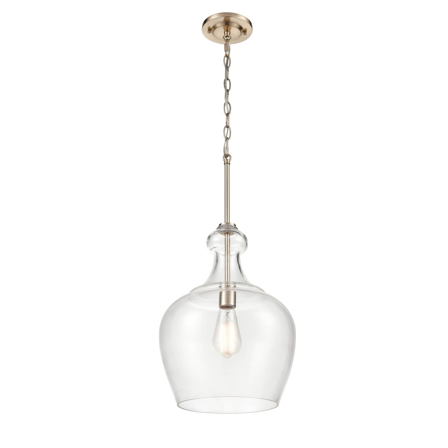 Modern Gold Glass Pendant Light with Clear Shade