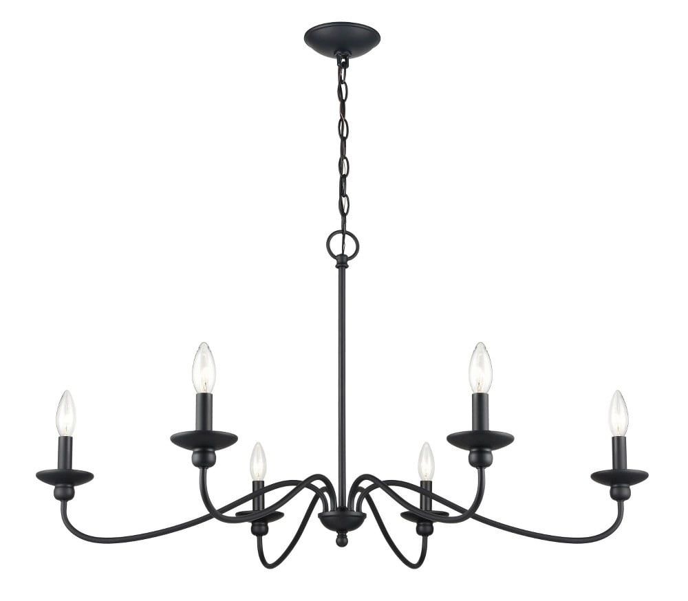 Delvona Matte Black 6-Light Chandelier with Incandescent Bulbs