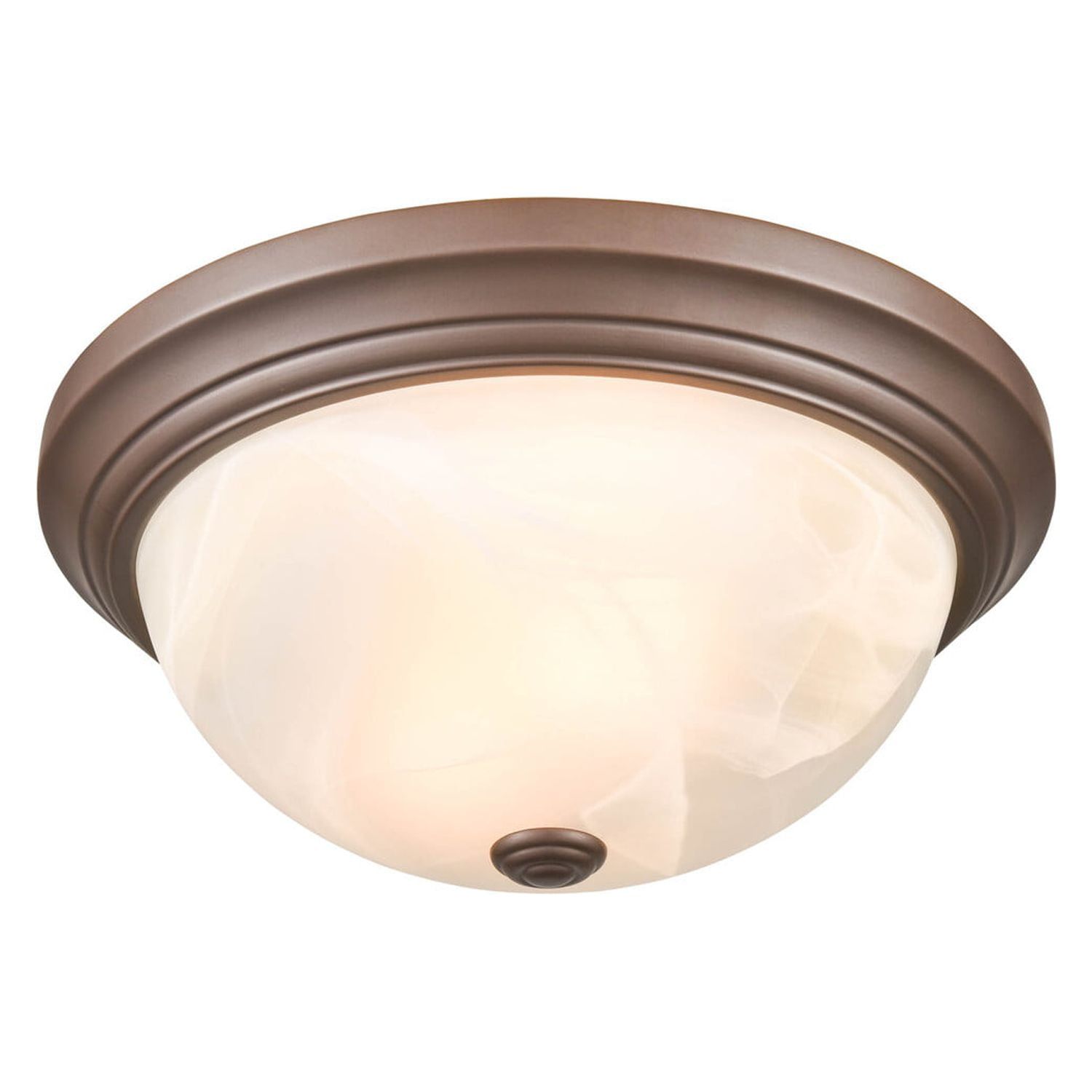 Sleek Bronze Glass 13" Bowl Flushmount Ceiling Light