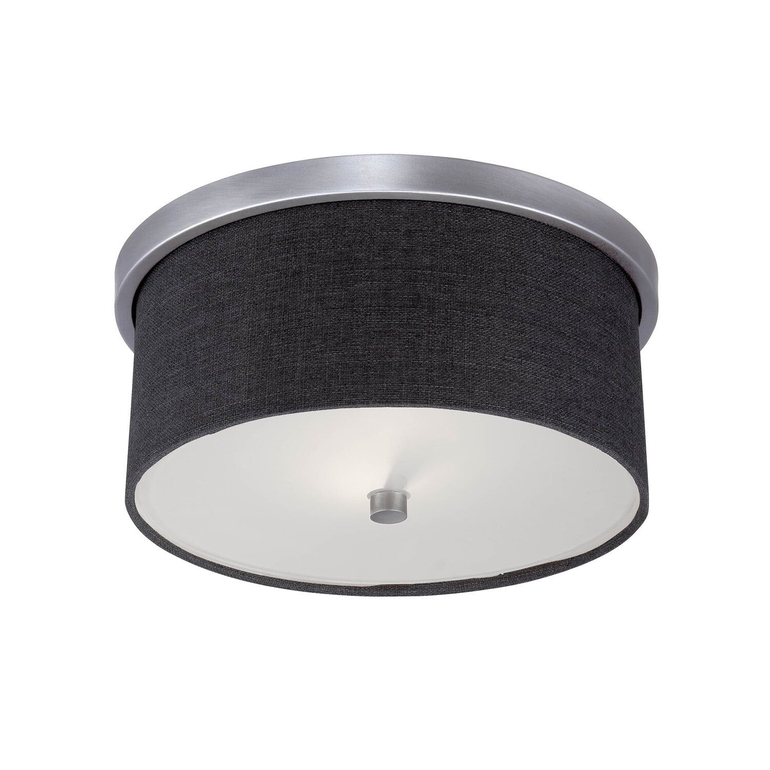 Brushed Pewter Drum Flushmount Ceiling Light with Glass Shade