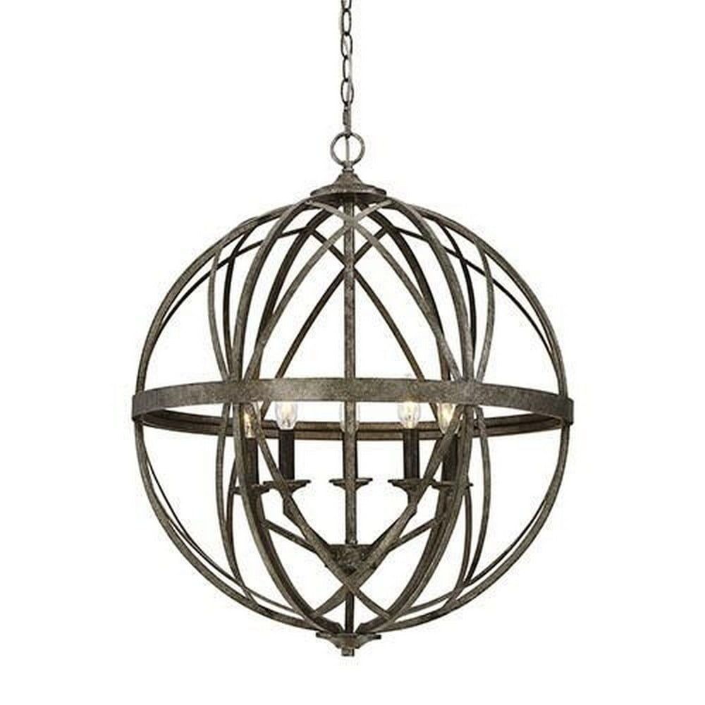 Lakewood Antique Silver Globe Pendant Light - 28"x24"