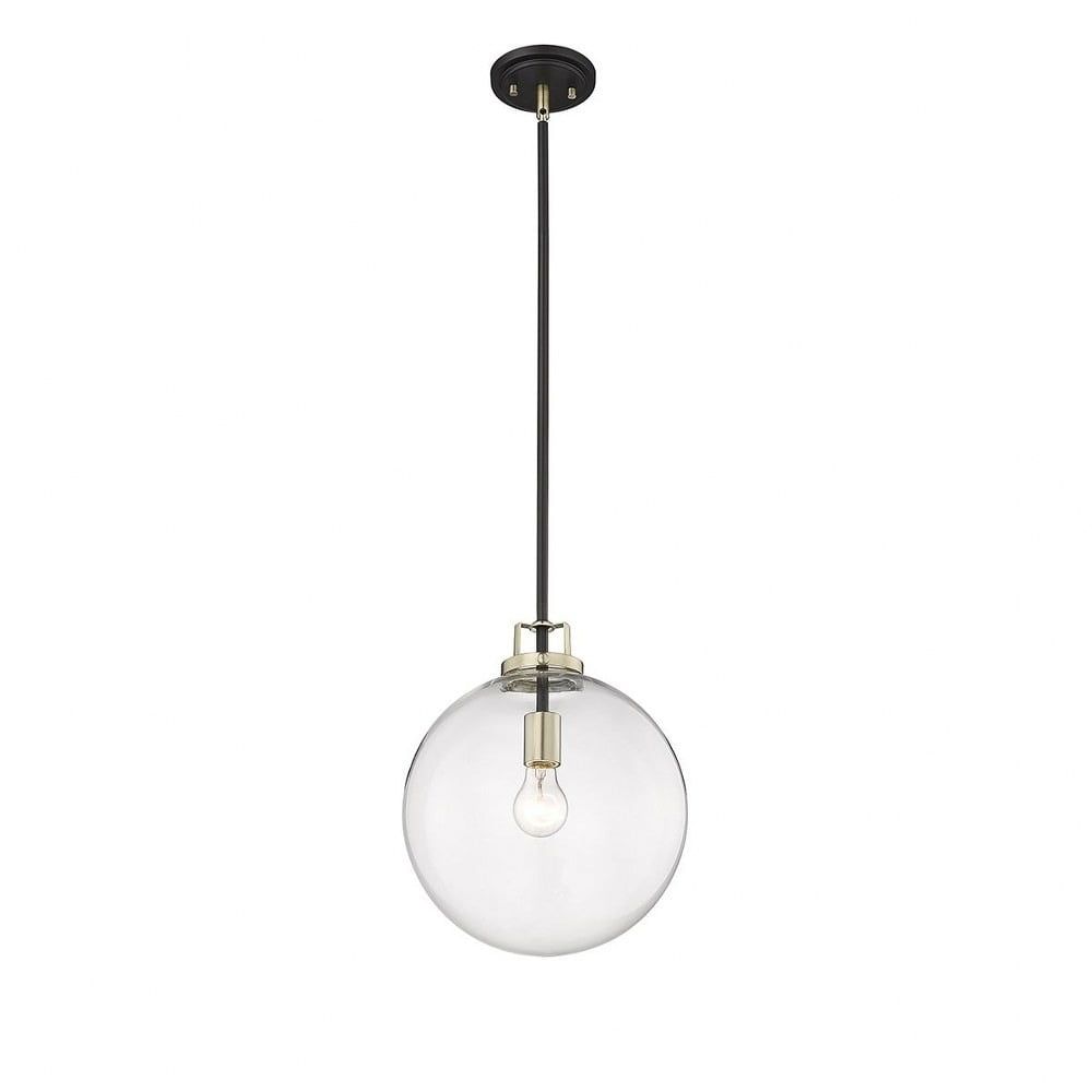 Mellrosa Matte Black and Modern Gold Globe Pendant Light - 12"