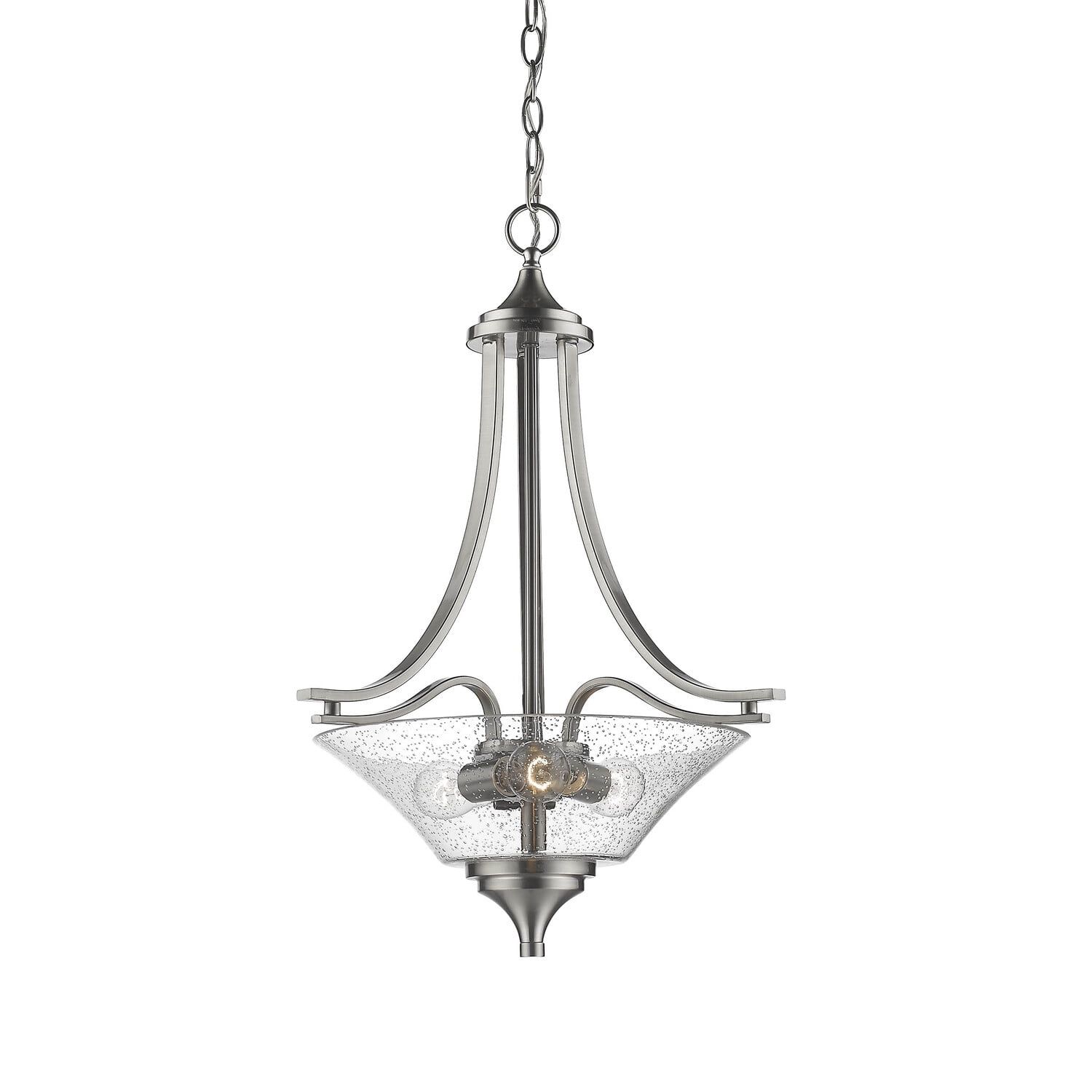 Elegant Satin Nickel 26.5'' Pendant Light with Glass Accents