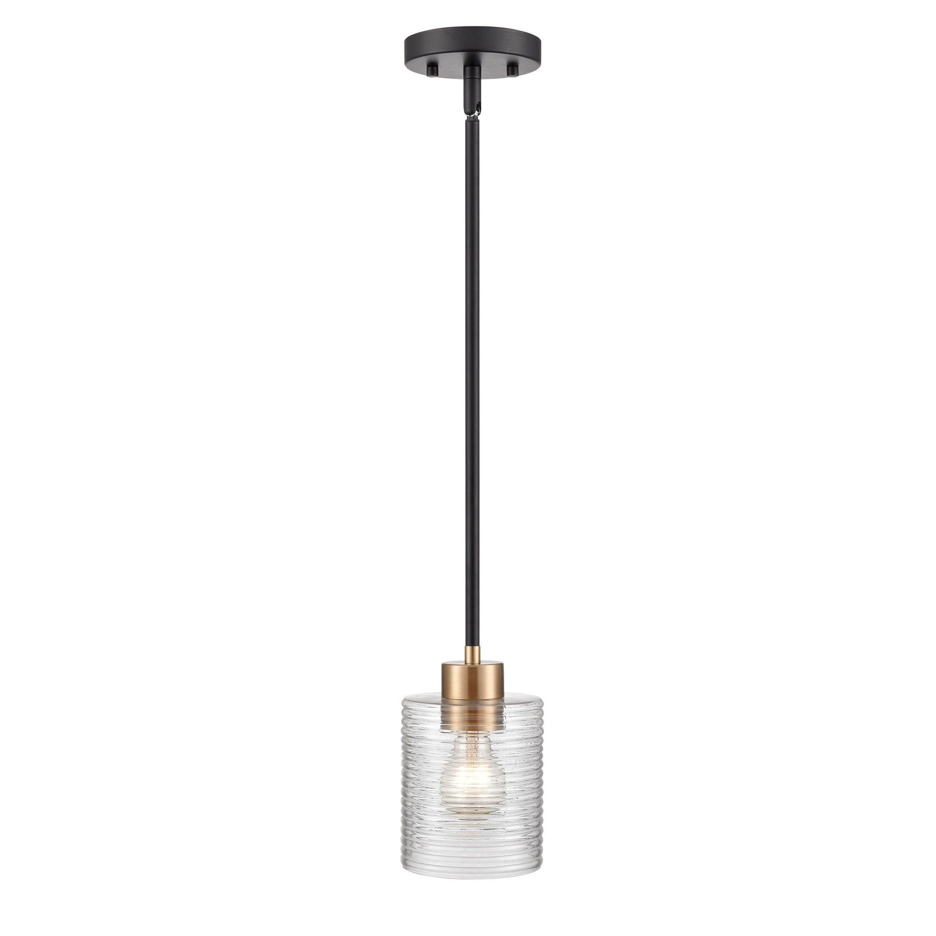 Matte Black and Modern Gold Mini Pendant Light with Glass