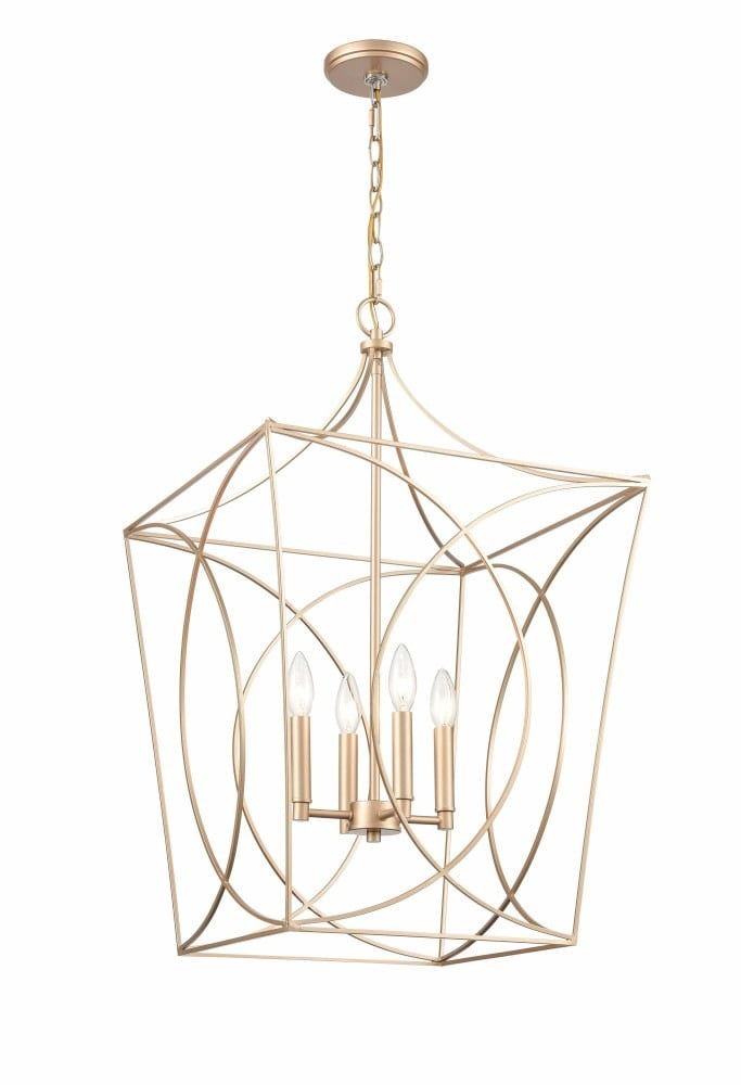 Modern Gold 4-Light Geometric Pendant Light