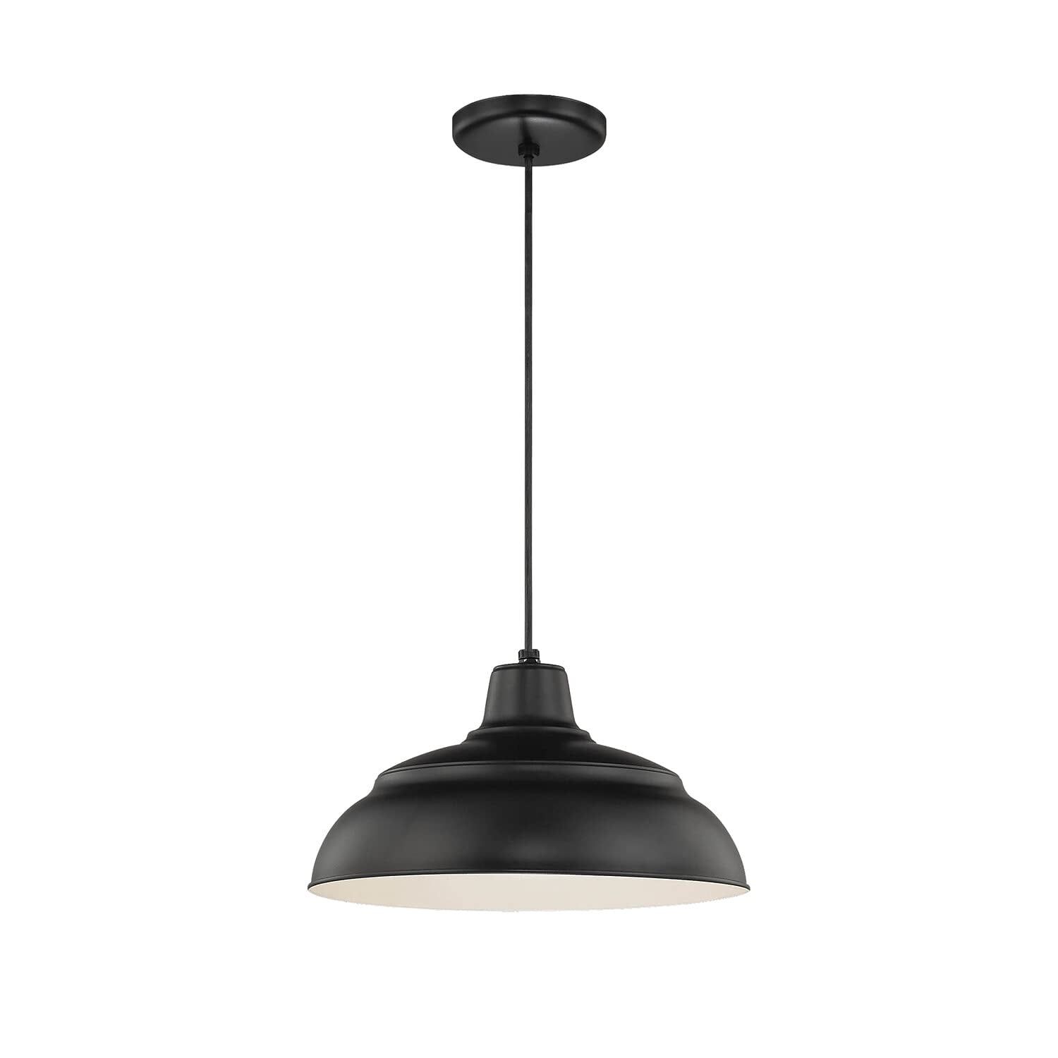 Satin Black Indoor/Outdoor 14" Pendant Light