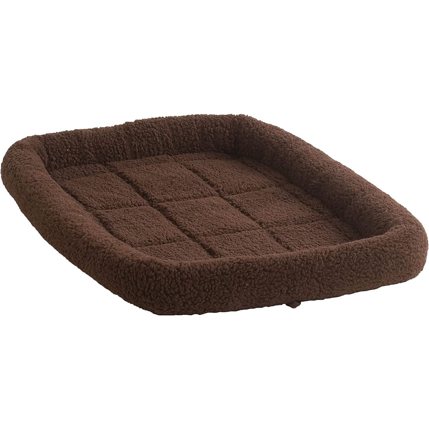 Small Chocolate Fleece Pet Bed with Bolster